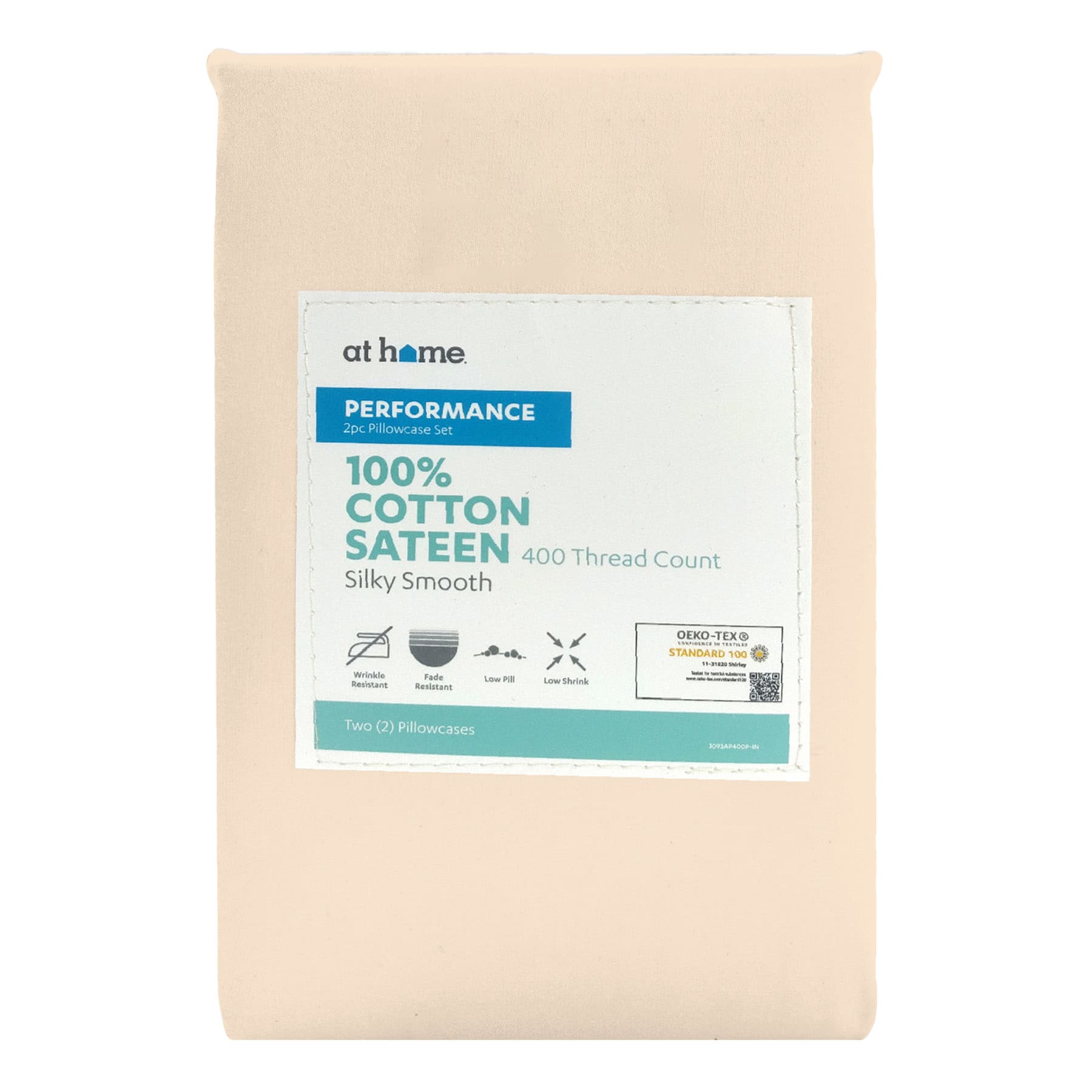 2-Piece Pink 400 Thread Count Cotton Performance Pillowcase Set, King