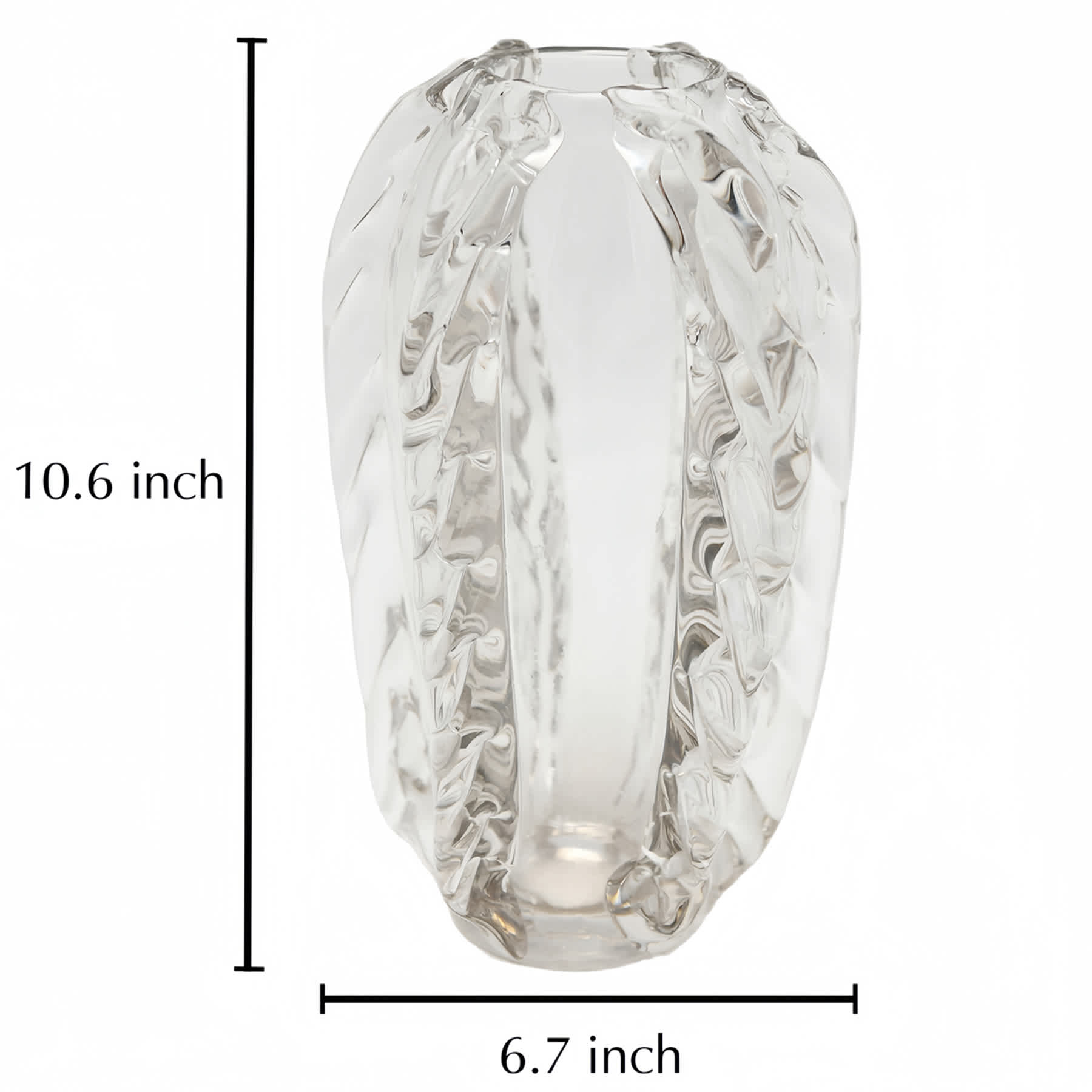 Heavy Ridged Glass Art Vase, 7x11