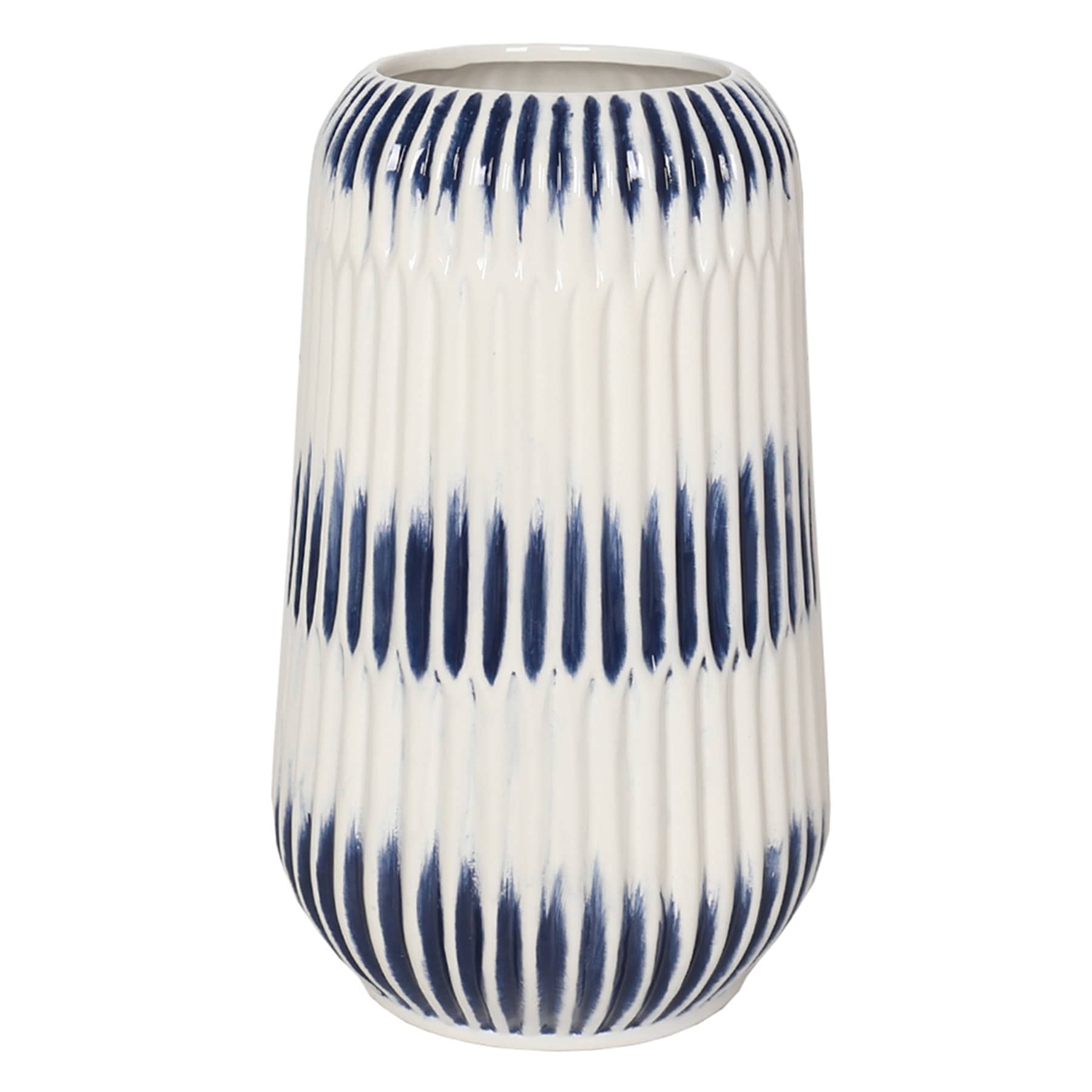 Ty Pennington Blue & White Shibori Stripe Vase, 12"