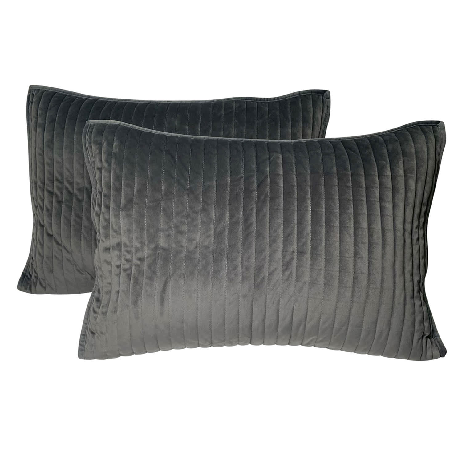 Honeybloom 3-Piece Dark Grey Velvet Quilt Set, King