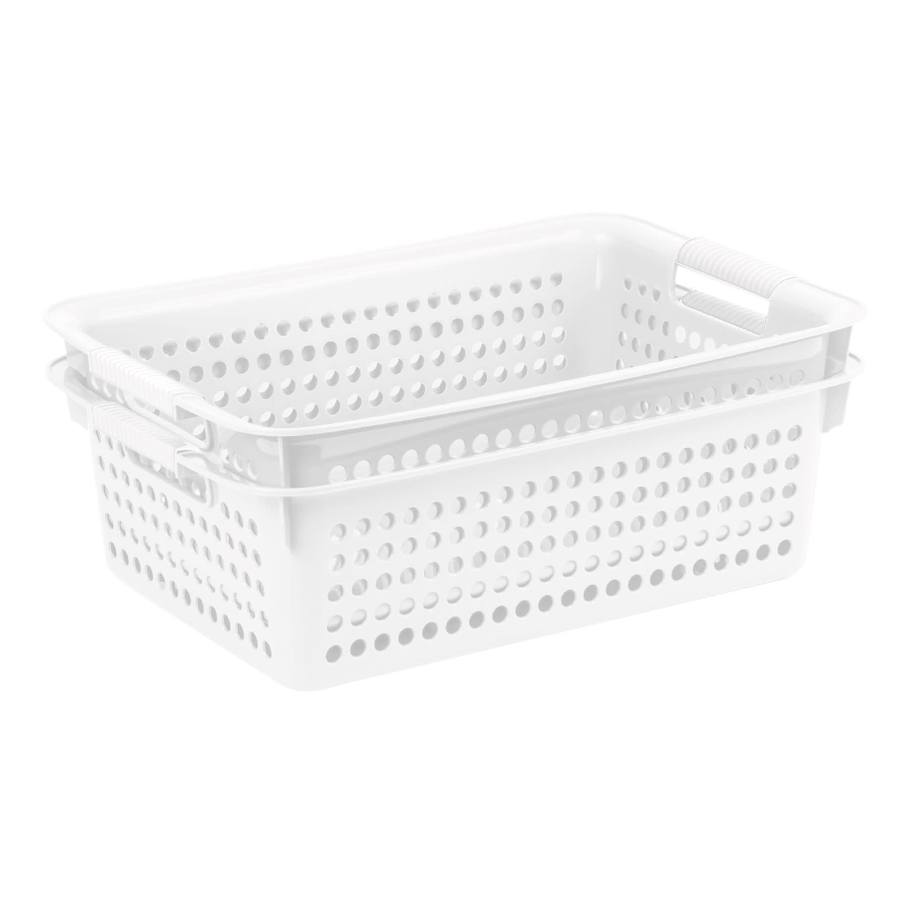 2-Pack White Circle Cutout Storage Basket, 8l
