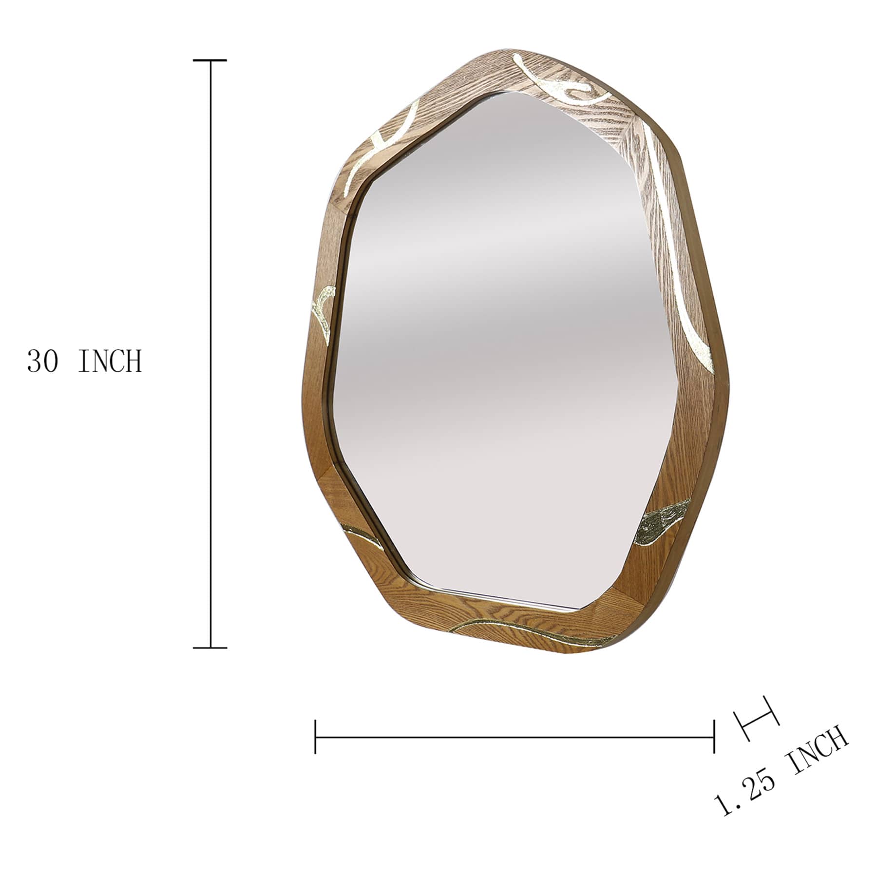 SCADpro Wooden Gold Embellishment Wall Mirror, 30"