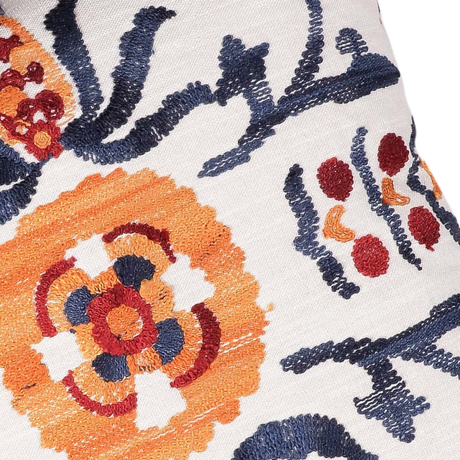 Vibrant Aztec Embroidered Throw Pillow, 20"