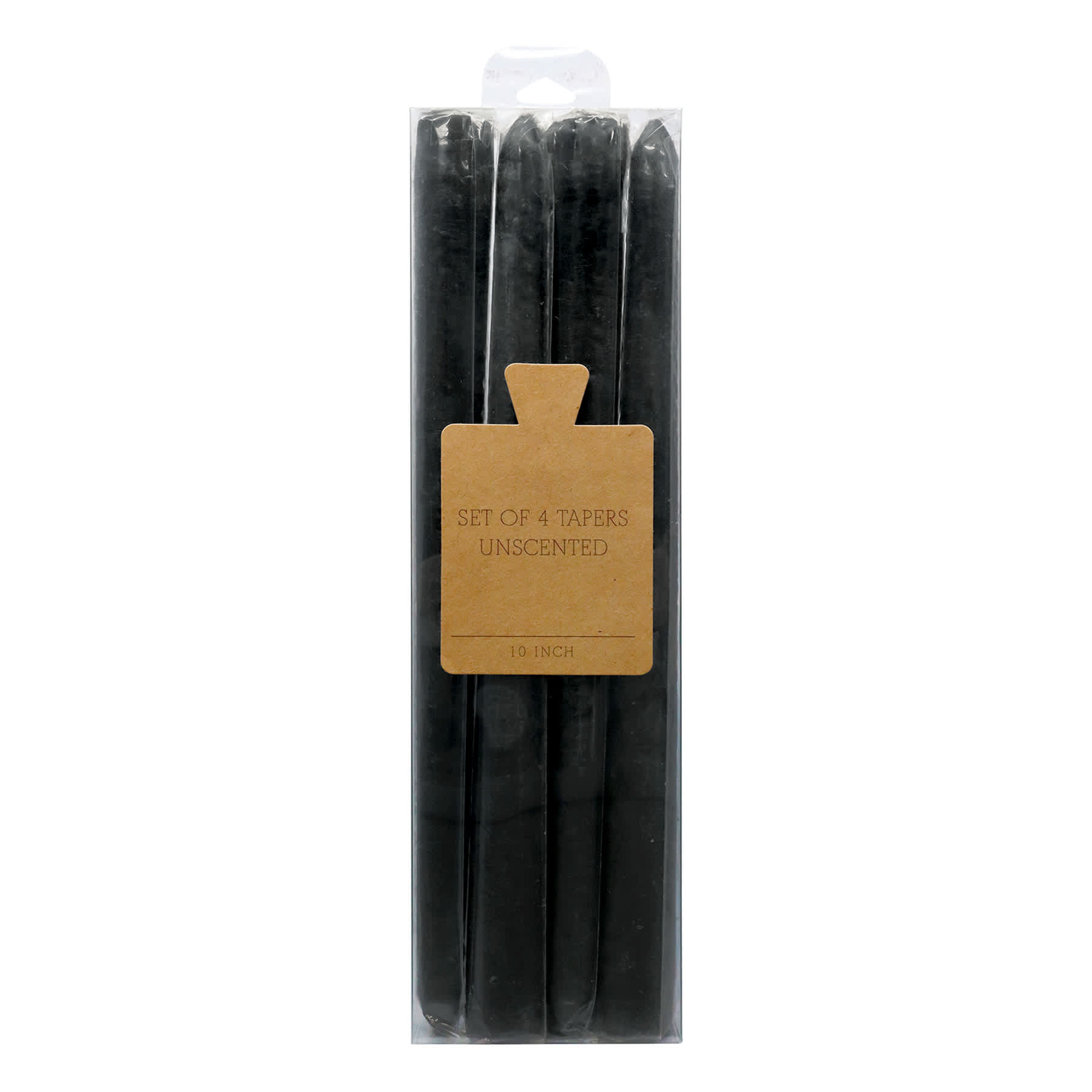 Honeybloom 4-Pack Black Unscented Taper Candles, 10"