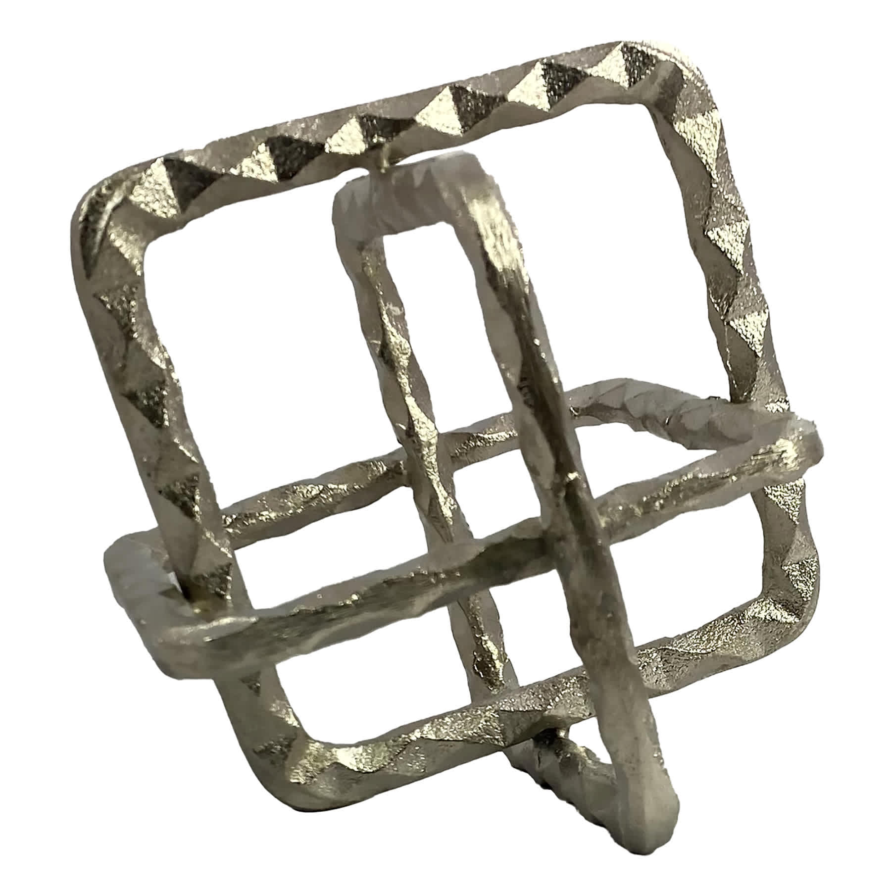 Found & Fable Silver Hammered Square Figurine, 5.2"