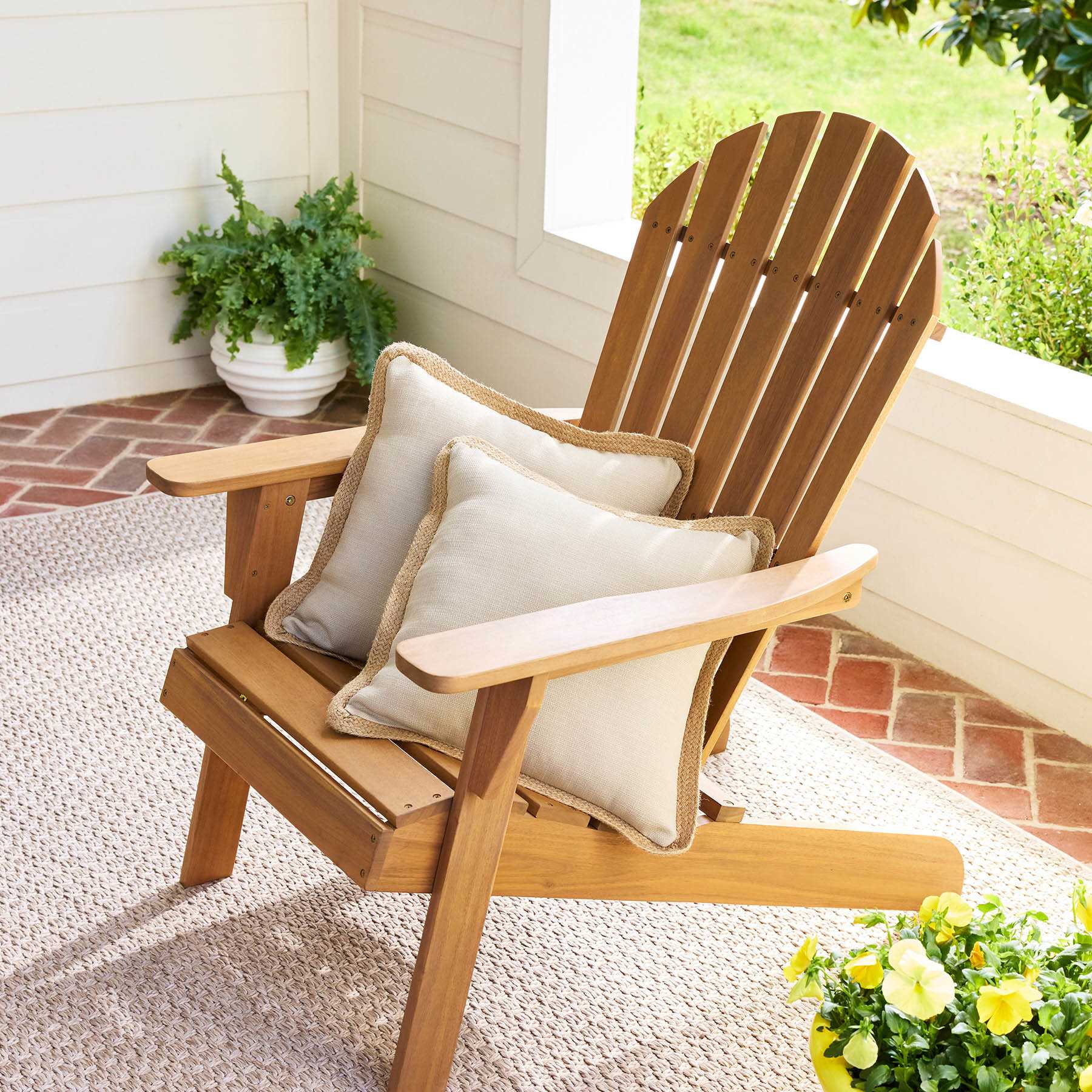 2-Pack Natural Jute Trim Outdoor Throw Pillow, 18"