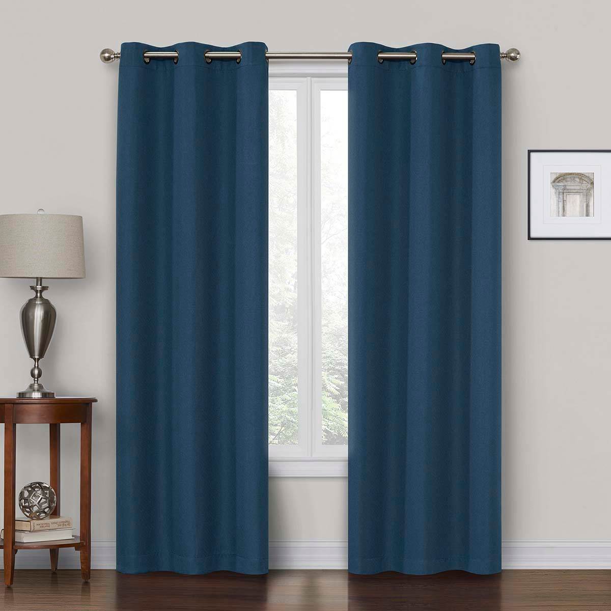Rockwell Navy Blackout Grommet Curtain Panel, 84"