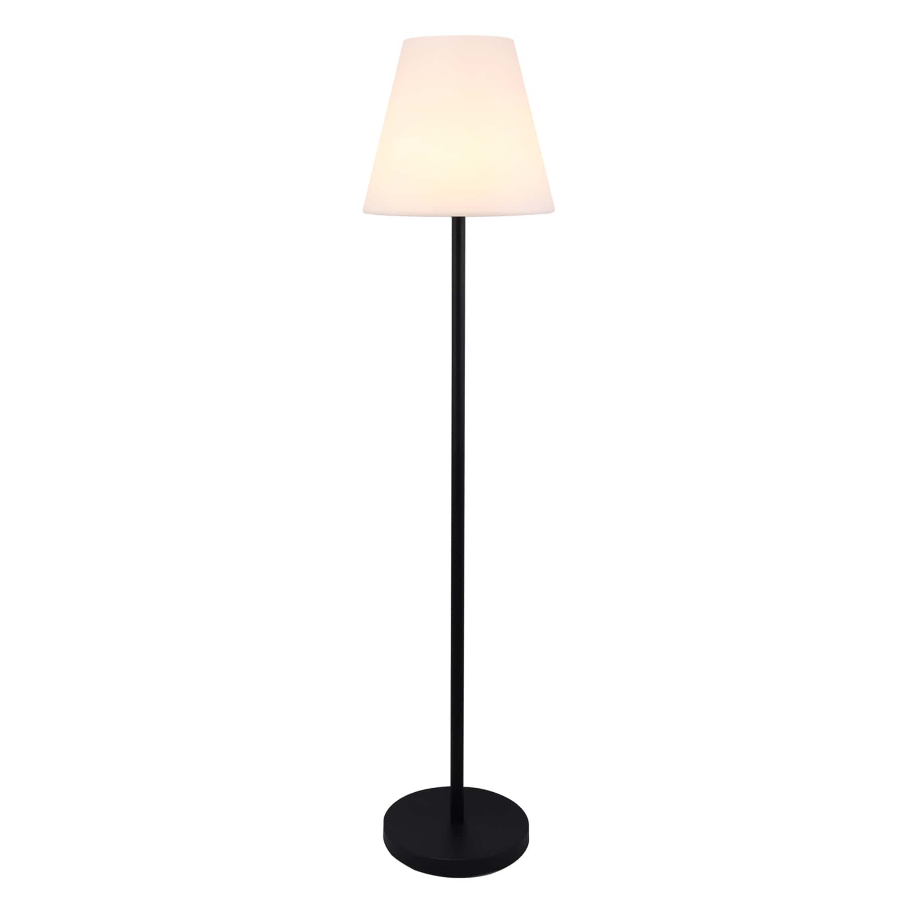 Black Indoor & Outdoor Floor Lamp with White Shade, 57"