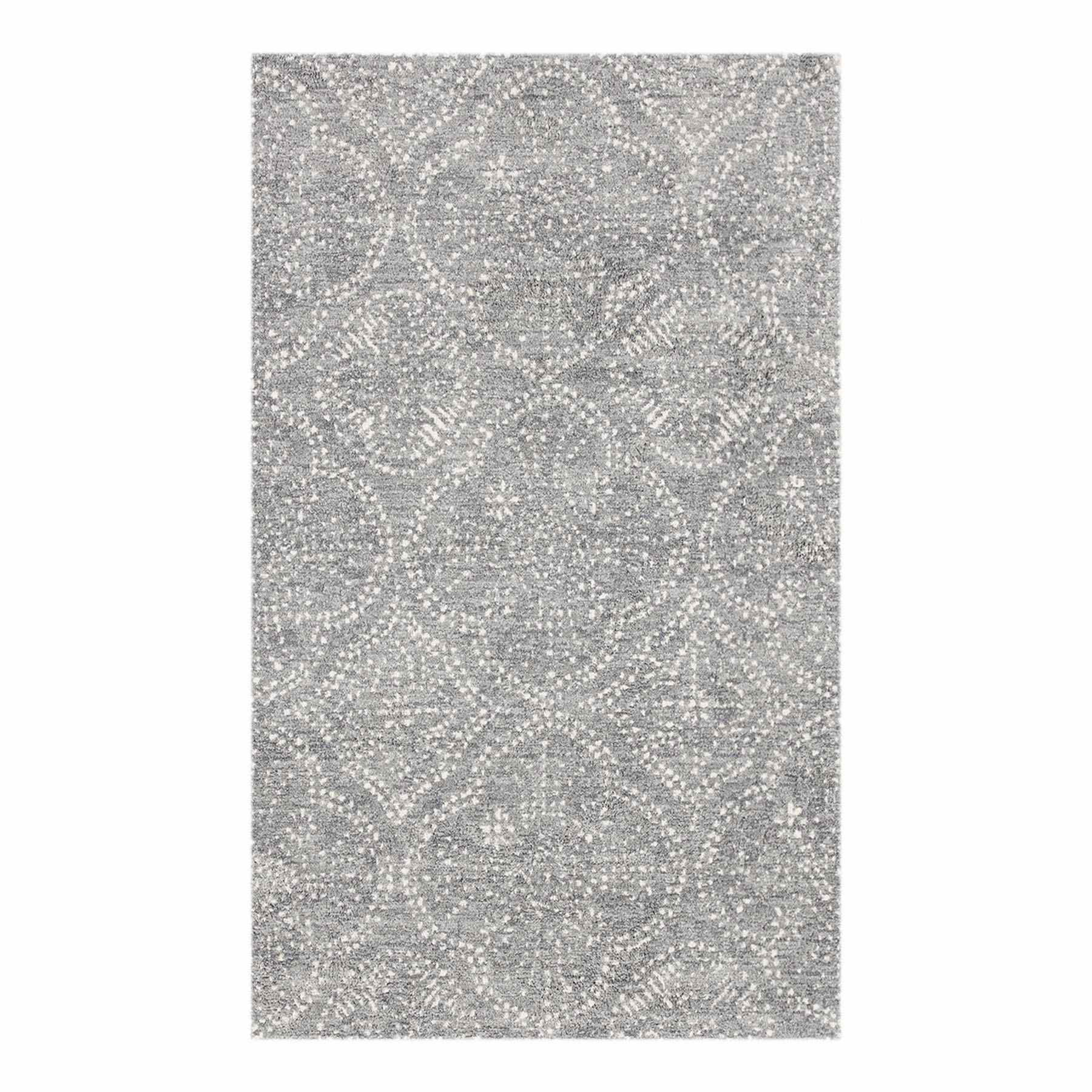 (C191) Hayne Grey Floral Shag Accent Rug, 3x5