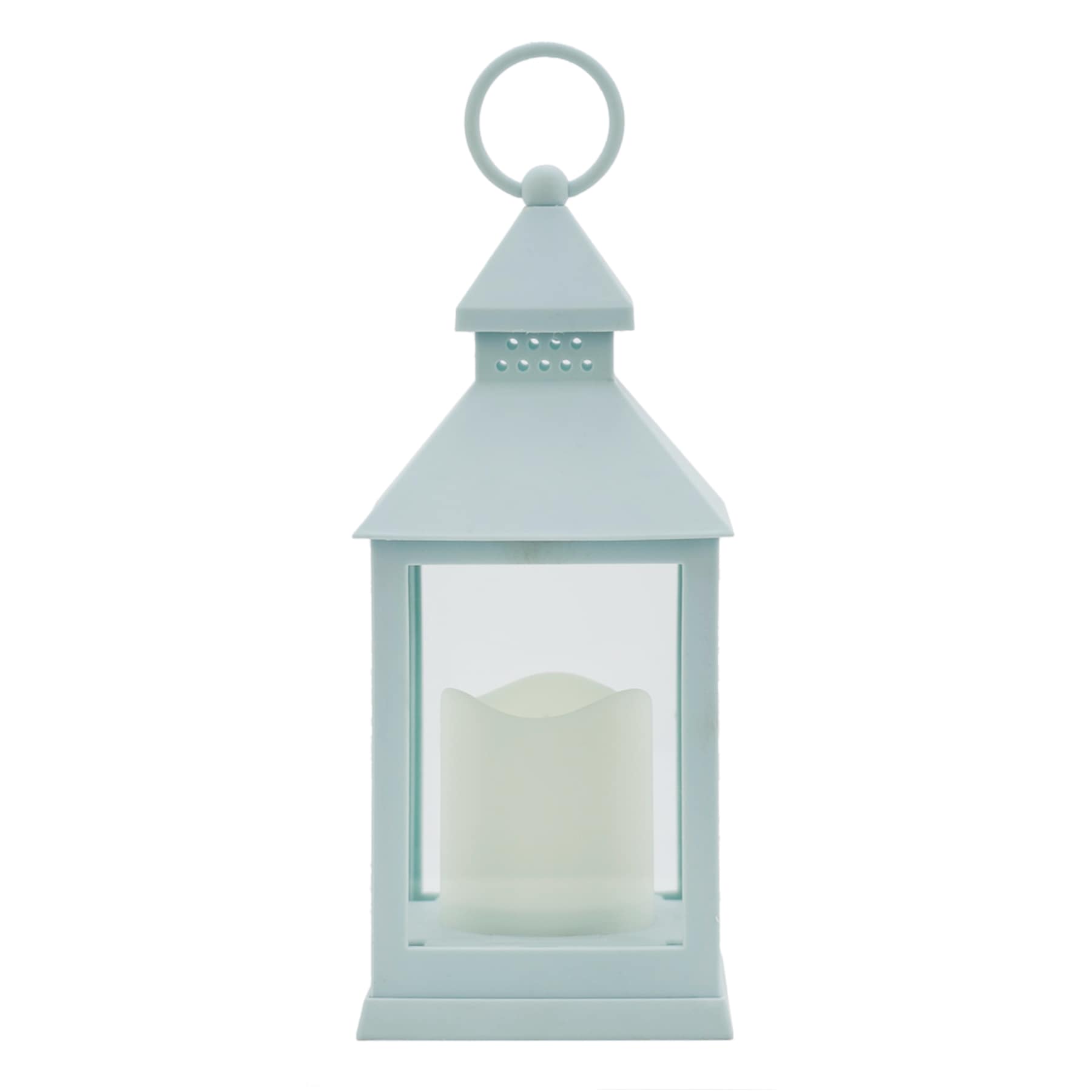 Light Blue LED Lantern, 9.5"