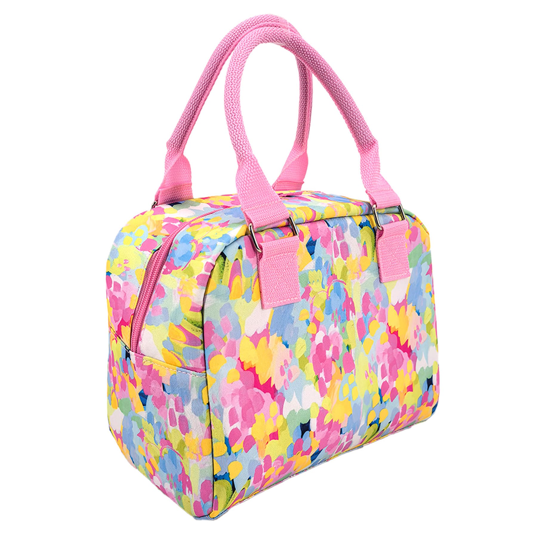 Red Modern Floral Insulated Lunch Tote