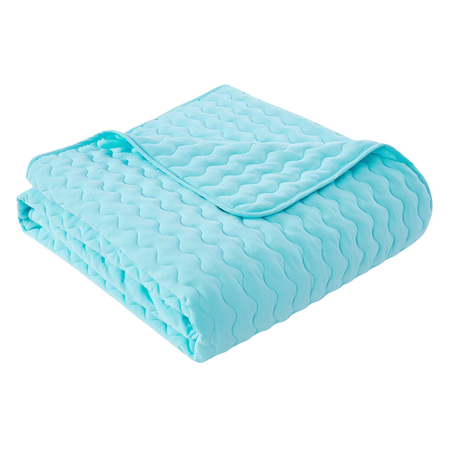 2-Piece Blue Wavy Washed Microfiber Quilt Set, Twin/Twin XL