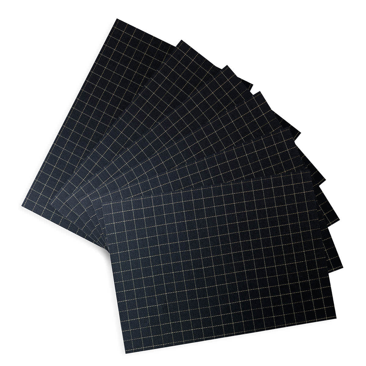 Set of 6 Lexington Black & Gold Woven Vinyl Placemats, 13x18