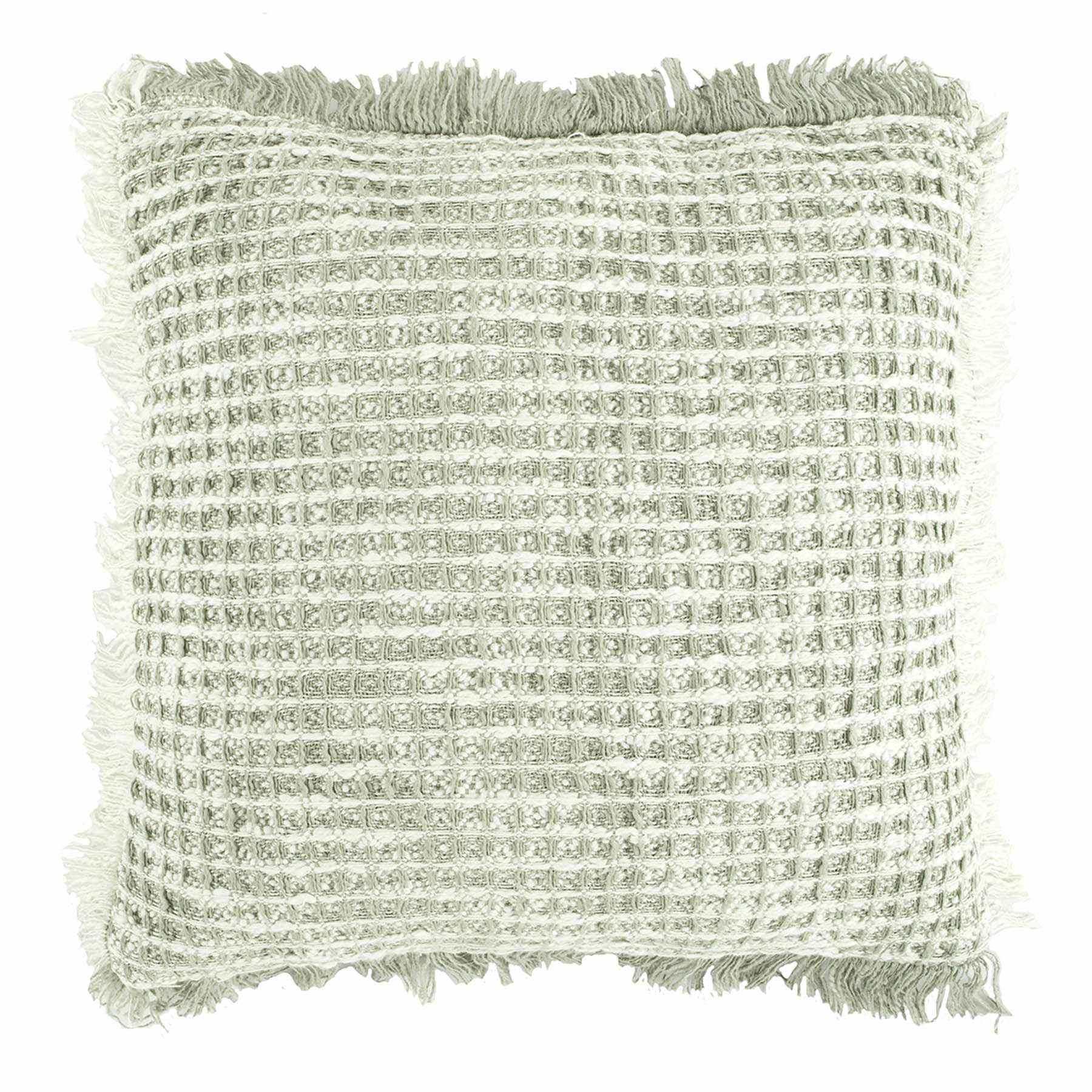 Delphi Sage Waffle Fringe Throw Pillow, 21"