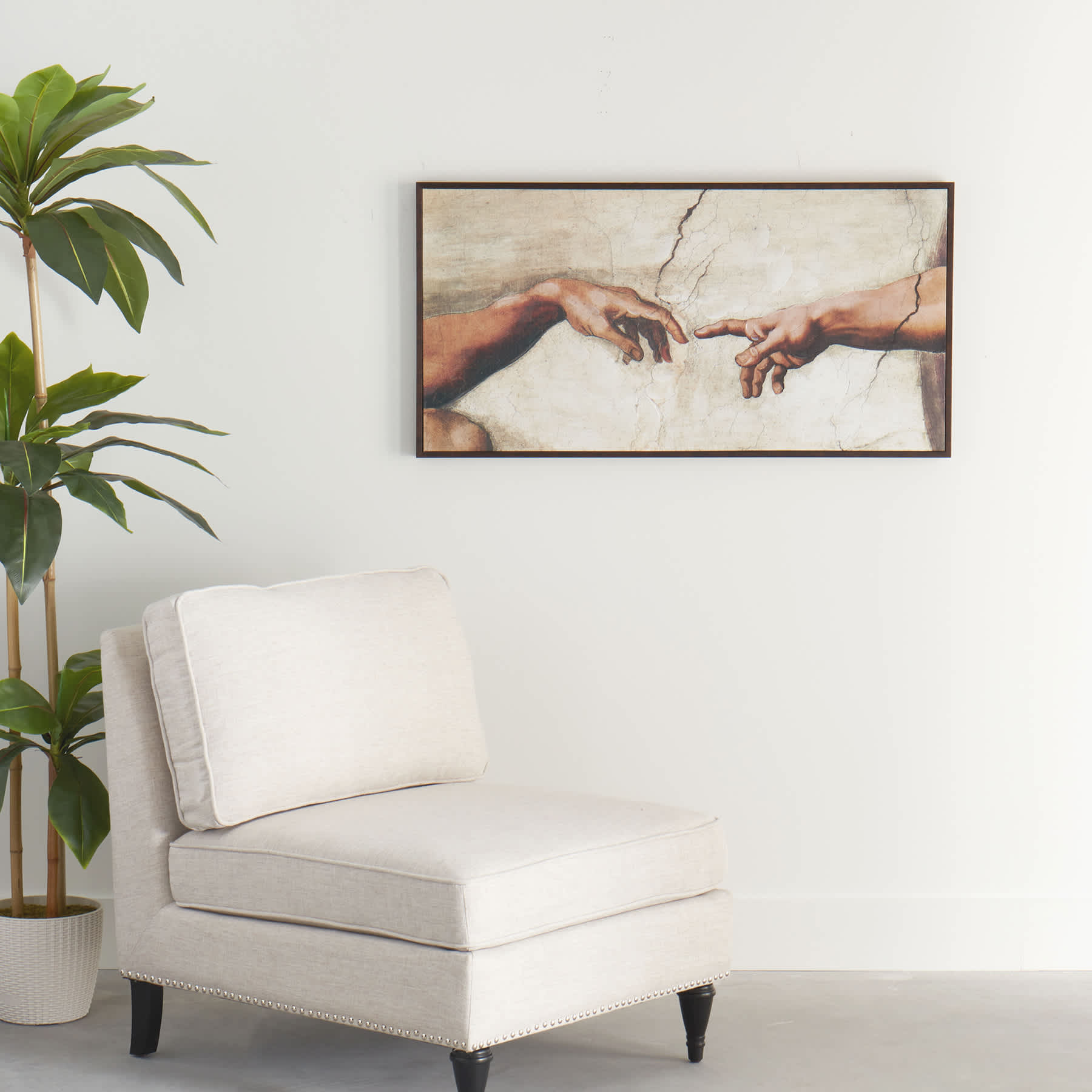 Framed Creation of Adam Canvas Wall Art, 41x21