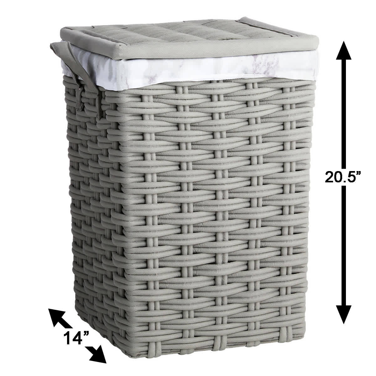 Floor Standing Laundry Hamper with Printed Marble Liner, Medium