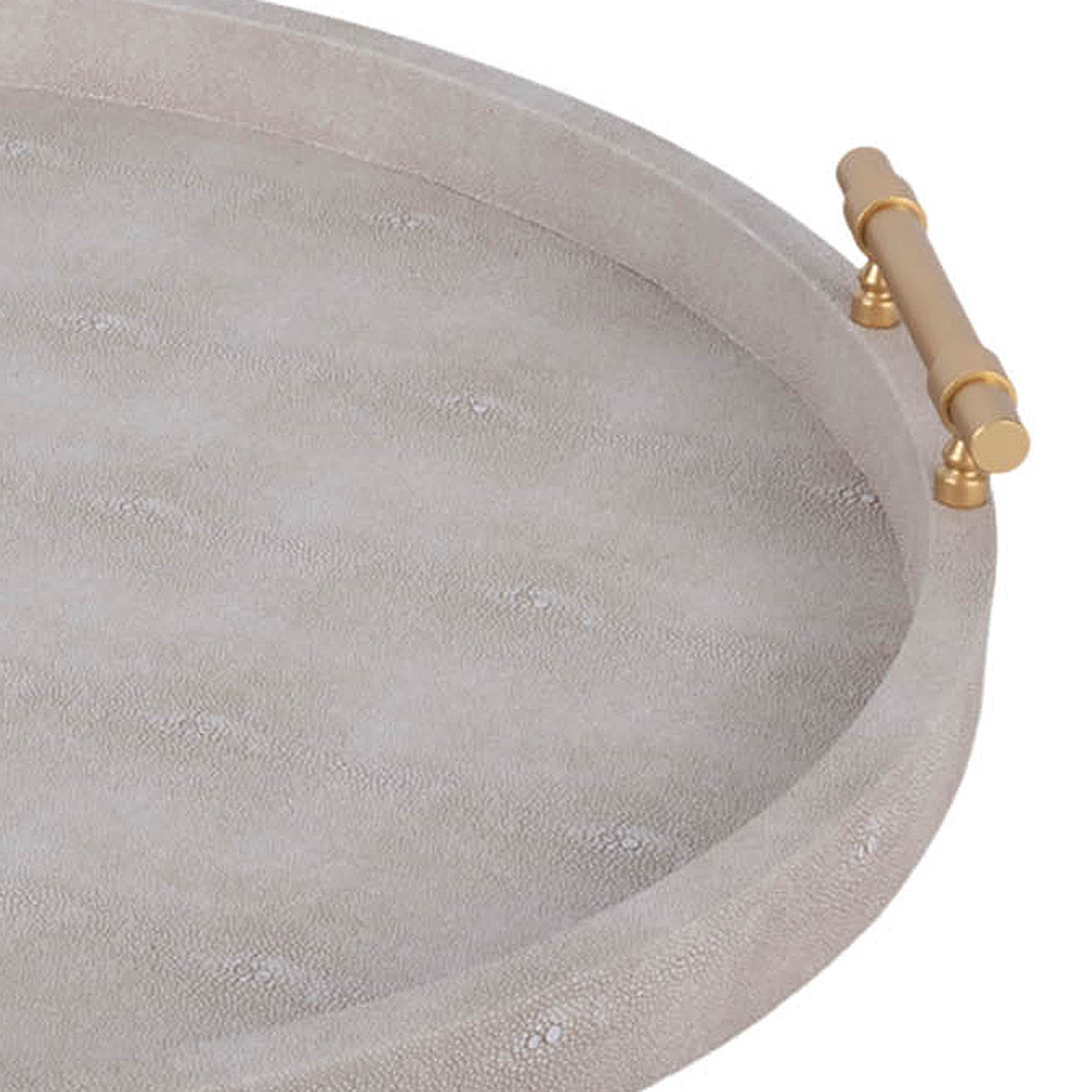Shagreen Tan Round Tray with Handles, 24"