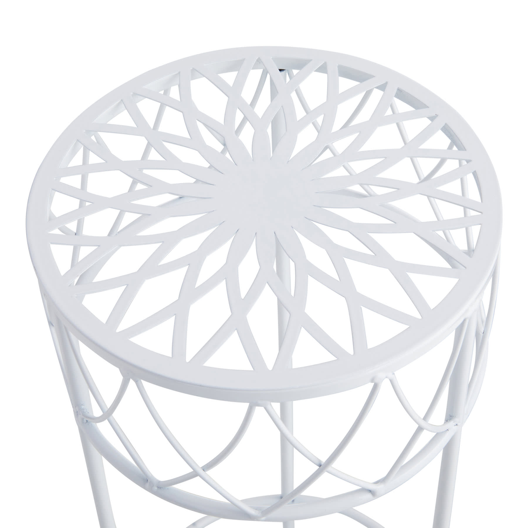 White Metal Round Plant Stand, Small