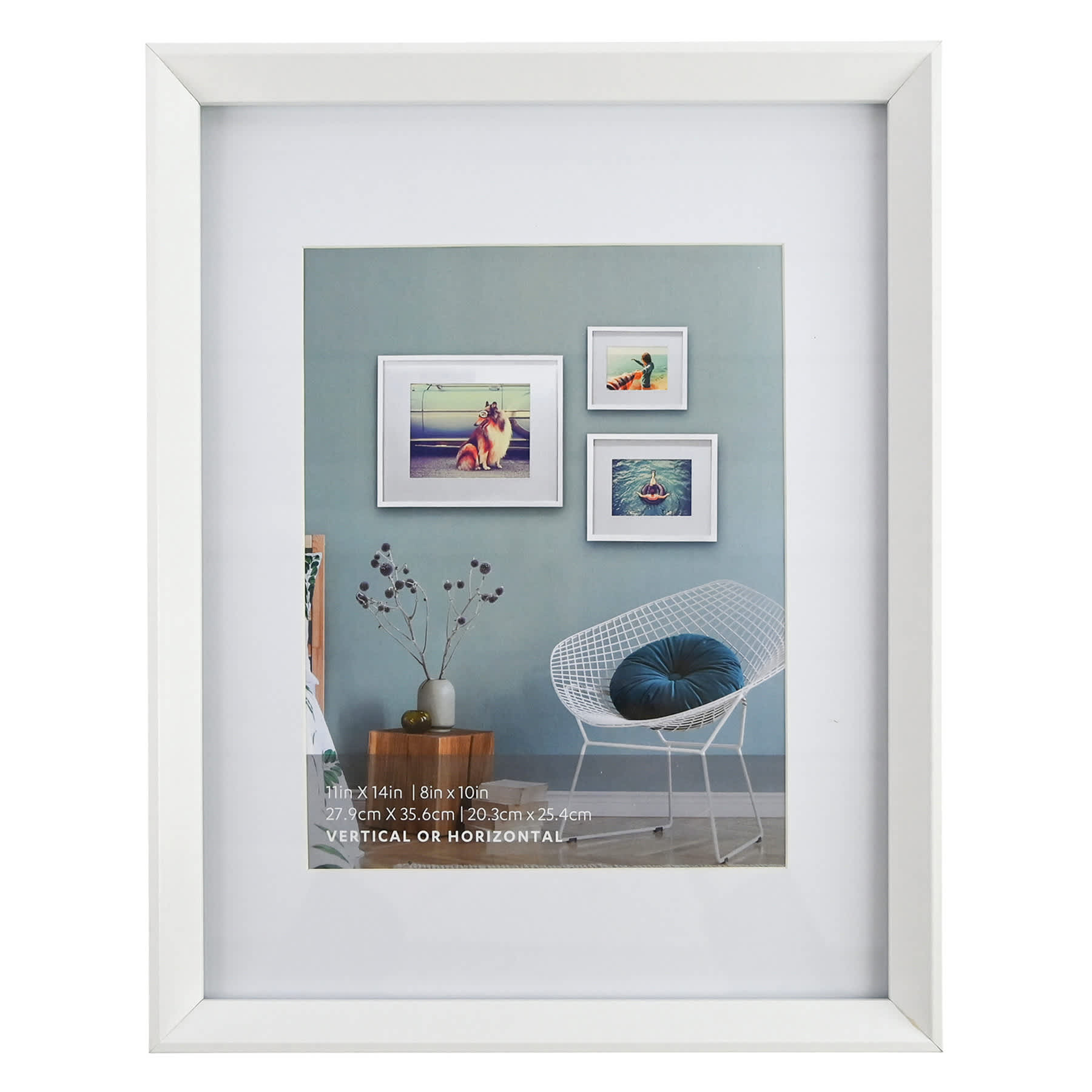 11x14 Matted to 8x10 Wall Frame, White