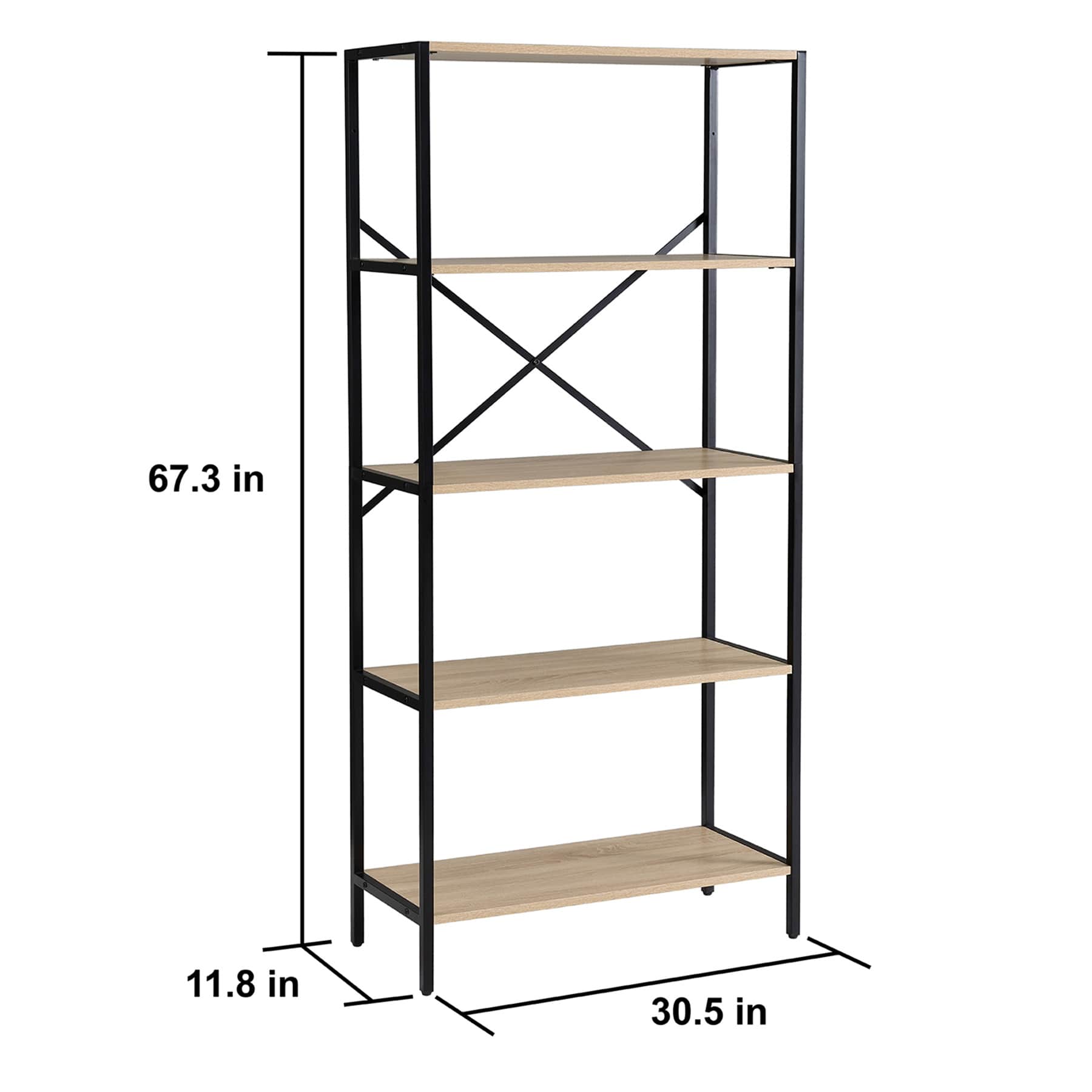 Honeybloom 4-Tier Burnaby Wood & Metal Bookshelf