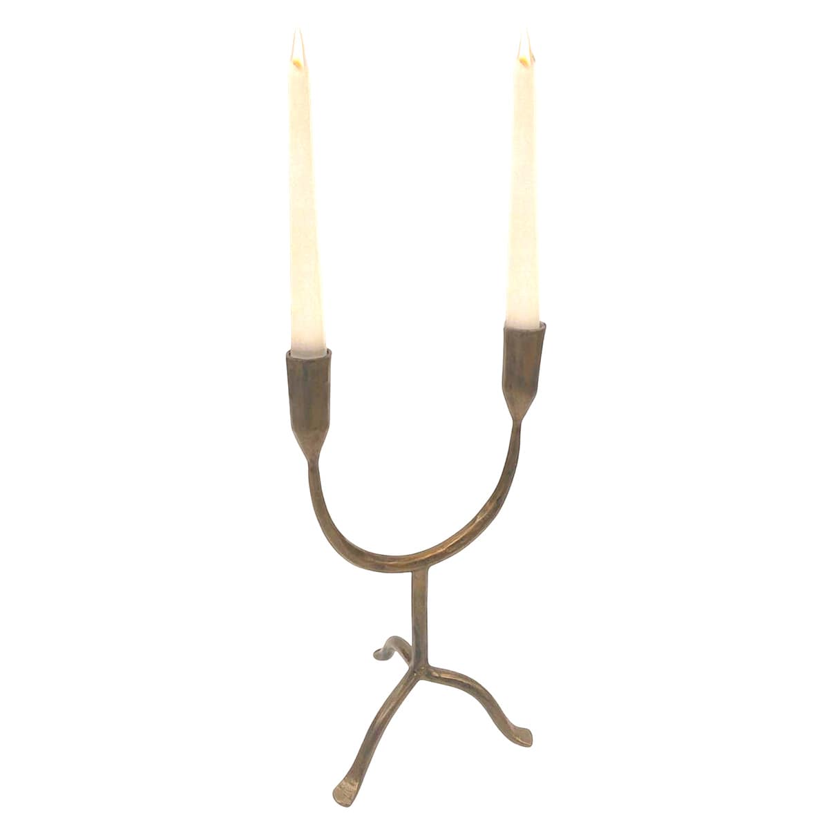 Found & Fable Antique Brass Double Taper Candle Holder, 12"