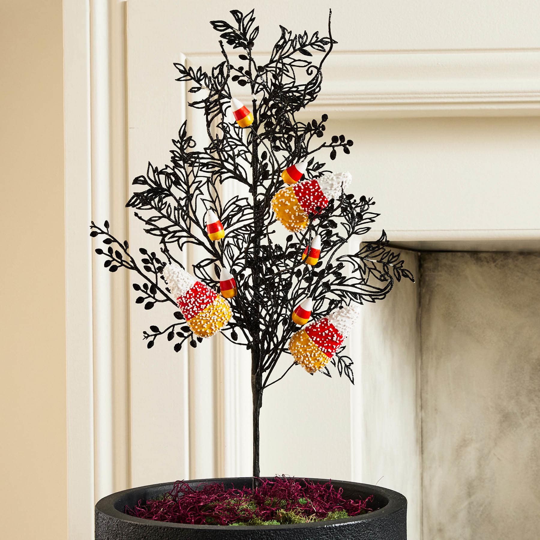 Halloween Candy with Glittered Leaf Stem, 33"