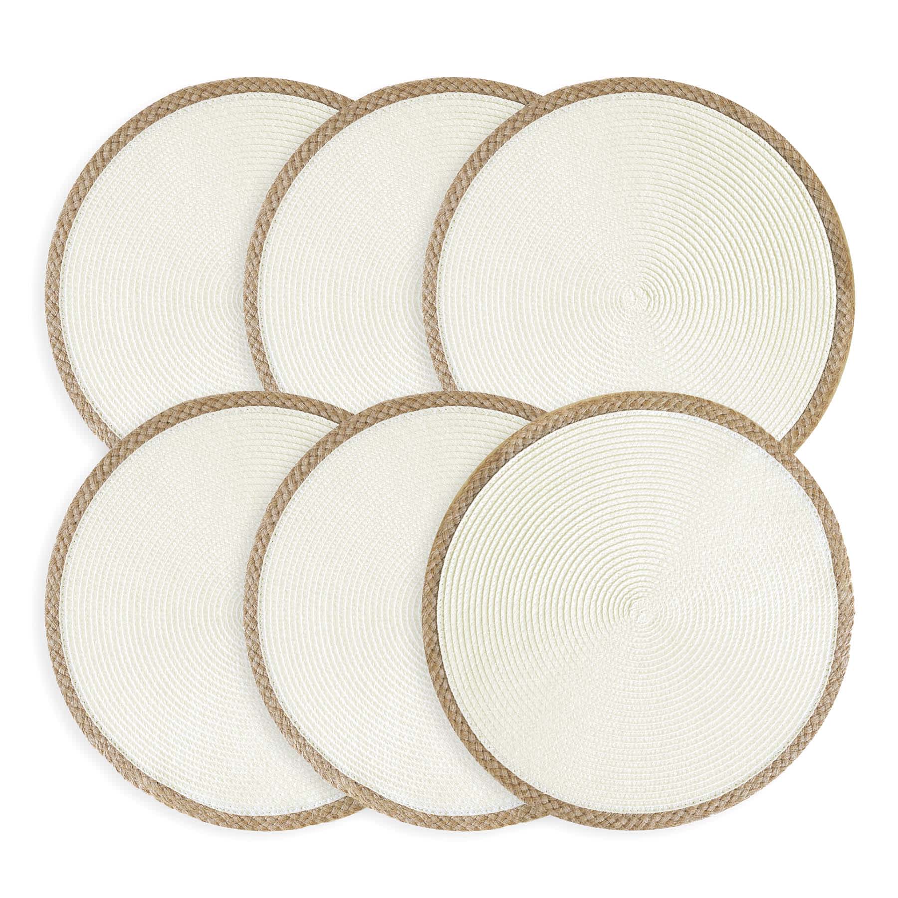 Set of 6 Lita White Round Placemats, 15"