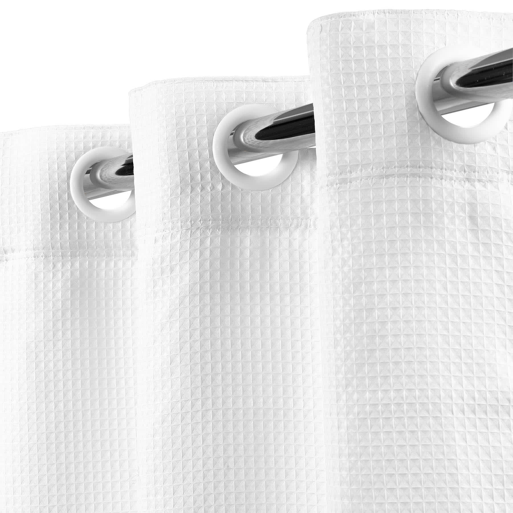 White Hookless Waffle Solid Shower Curtain, 74"