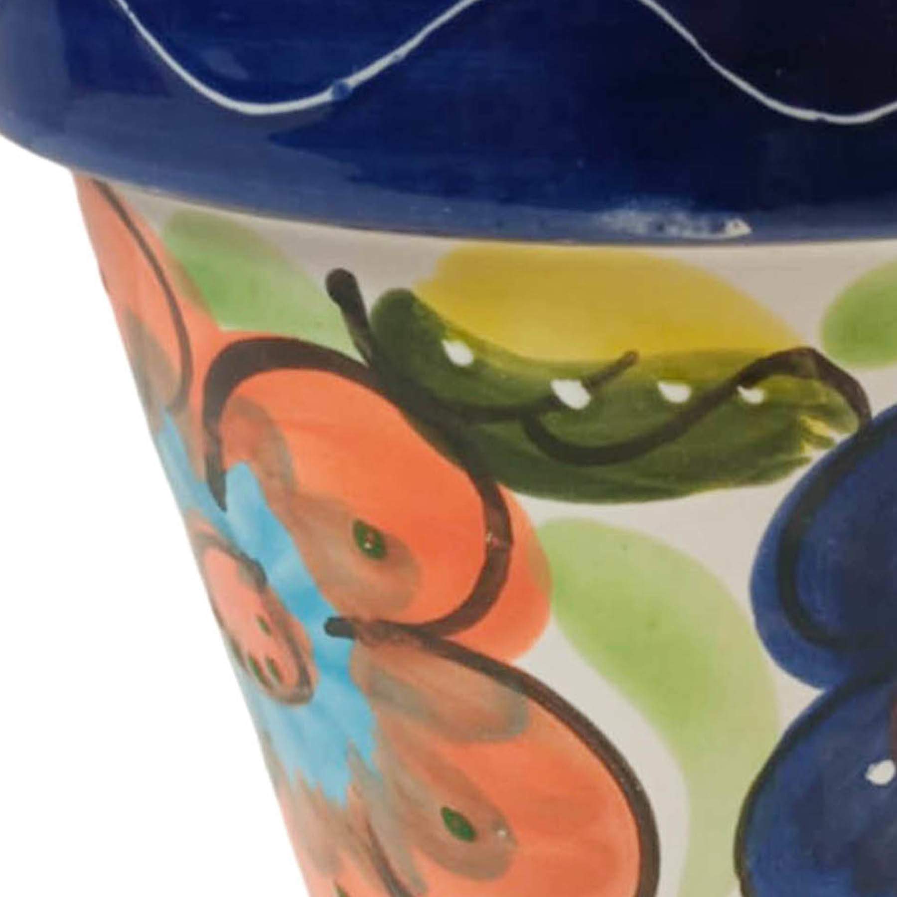 Hand Painted Red Flower Outdoor Planter, Large