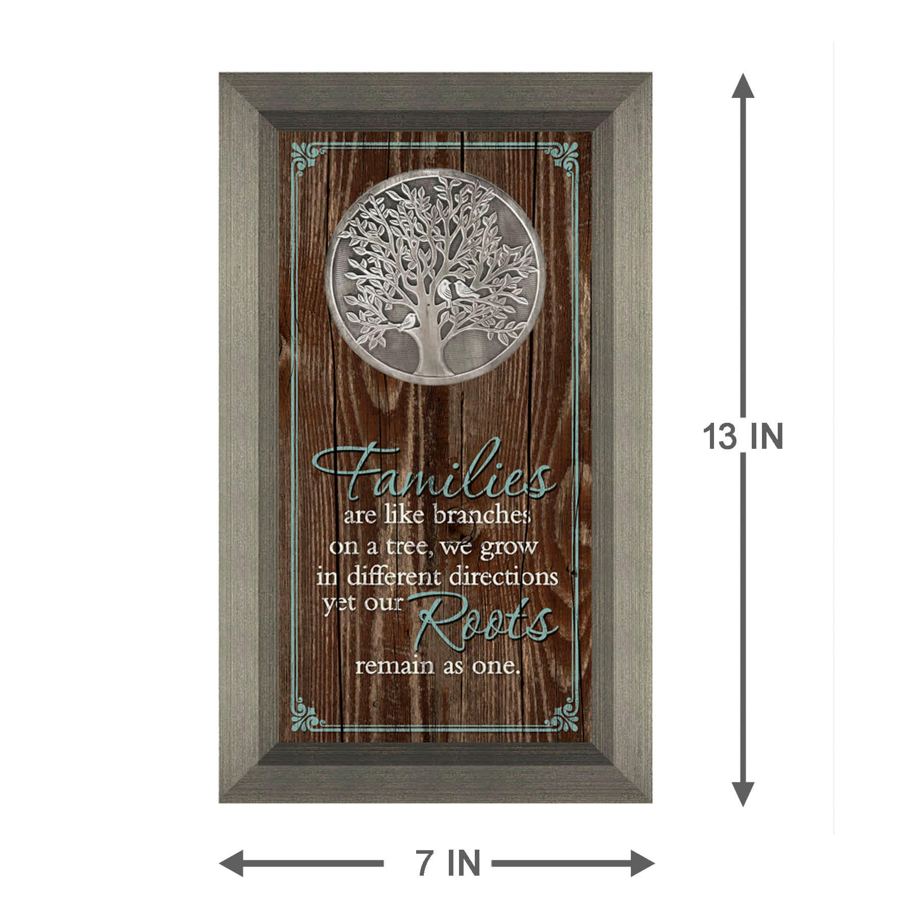 Glass Framed Family Tree Medallion Wall Decor, 7x13