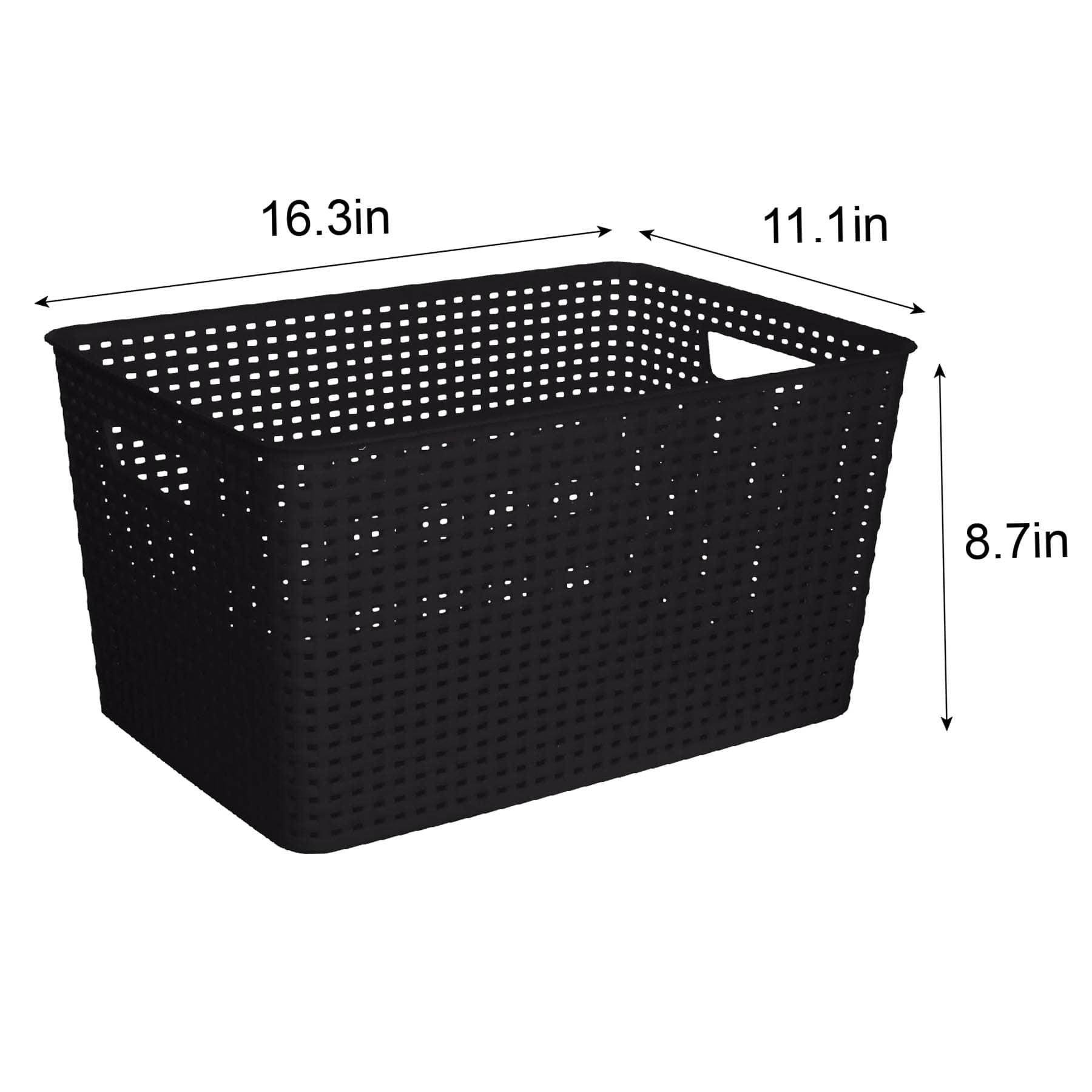 Black Rectangle Crossover Weave Storage Basket, Extra Large