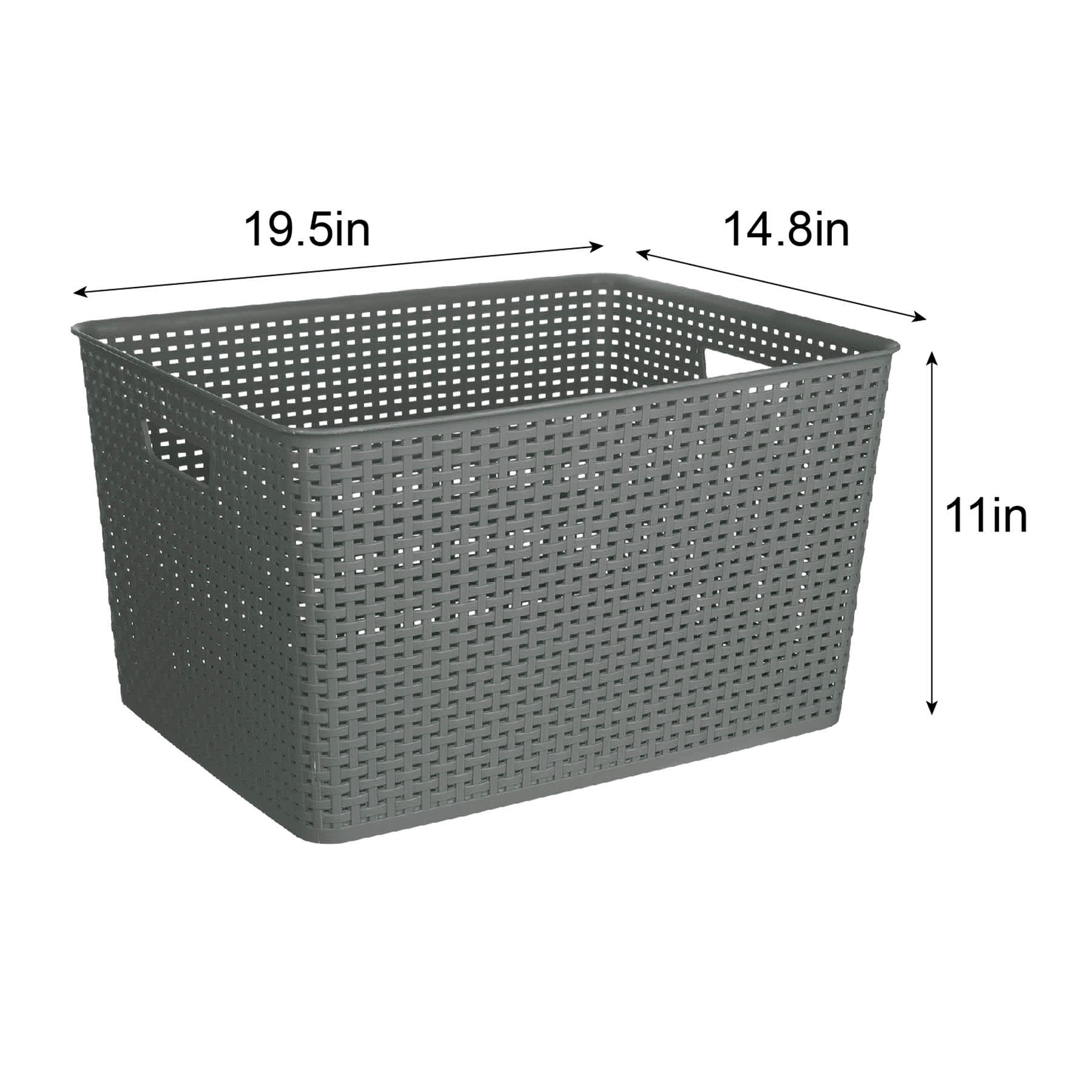 Grey Rectangle Crossover Weave Storage Basket, XX-Large