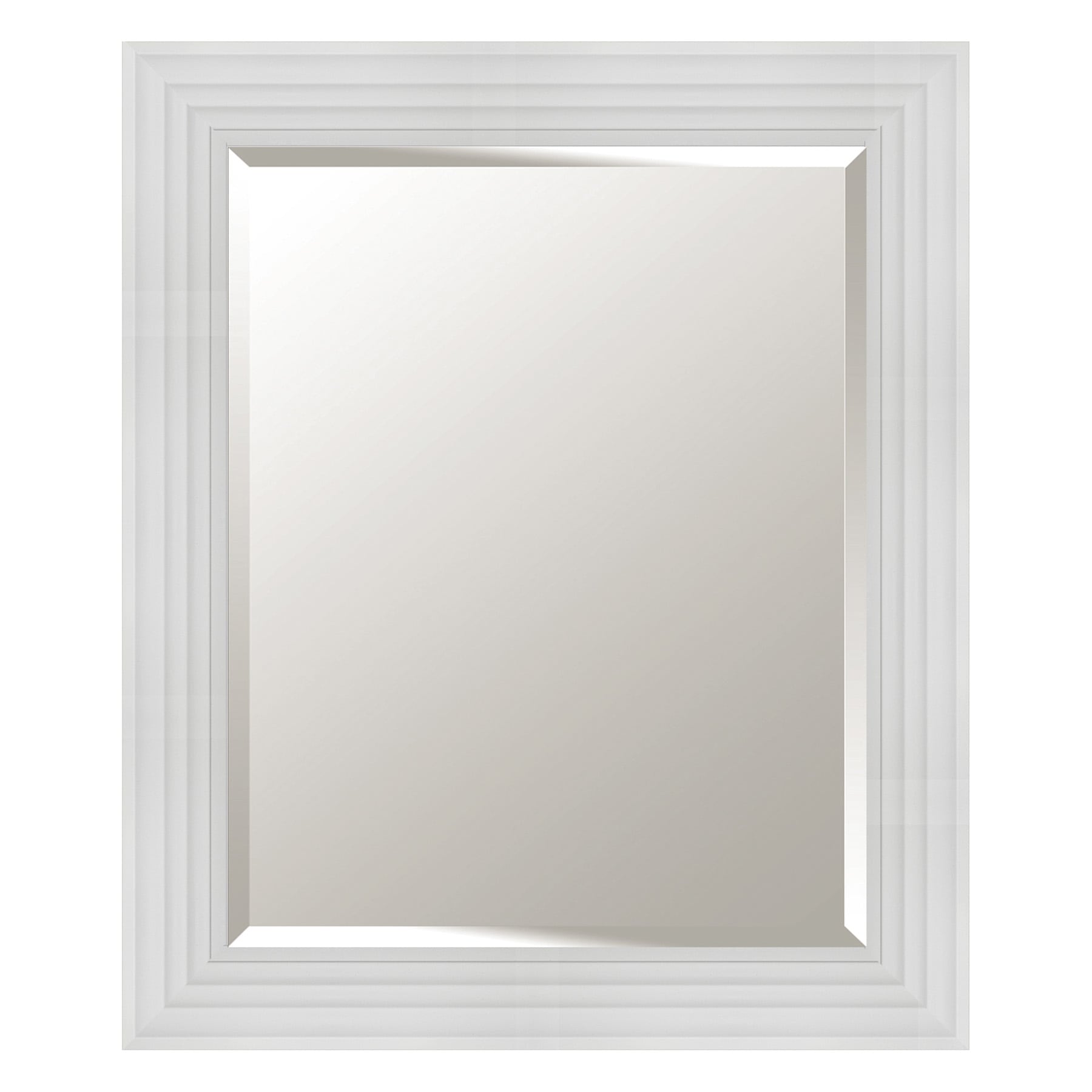 White Ridged Glossy Rectangle Wall Mirror, 21x25