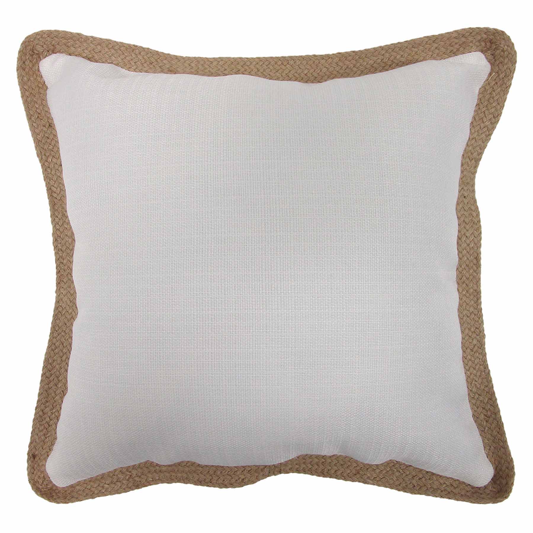 2-Pack White Jute Trim Outdoor Throw Pillow, 18"