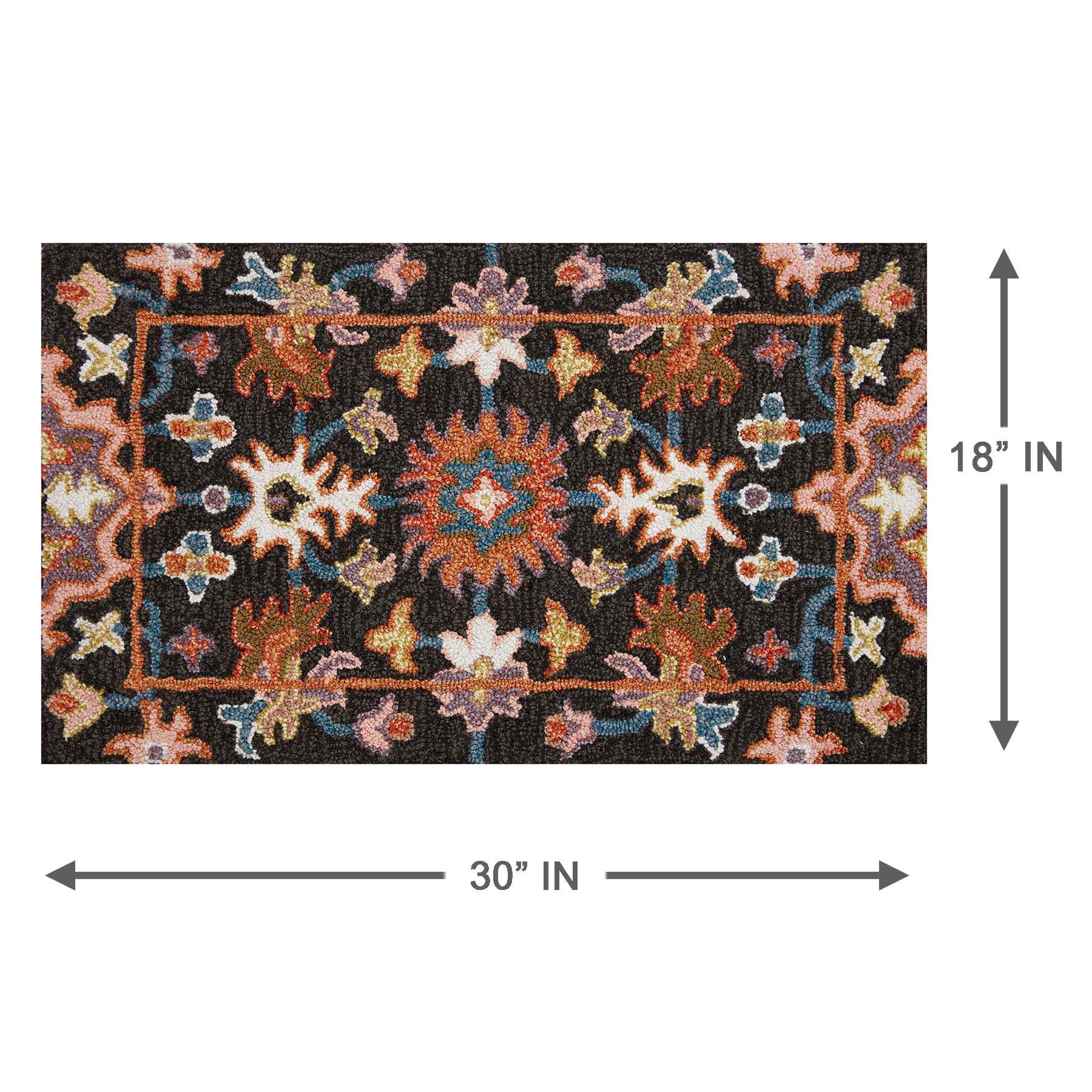 Verona Black Floral Kitchen Mat, 18x30