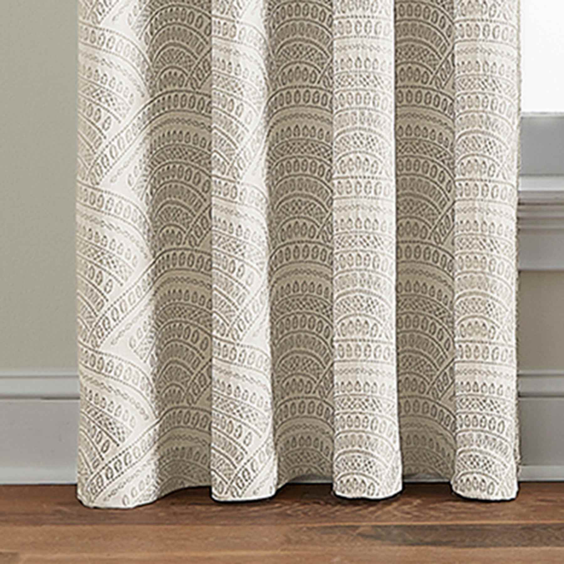 Taupe Geo Jacquard Light Filtering Curtain Panel, 84"