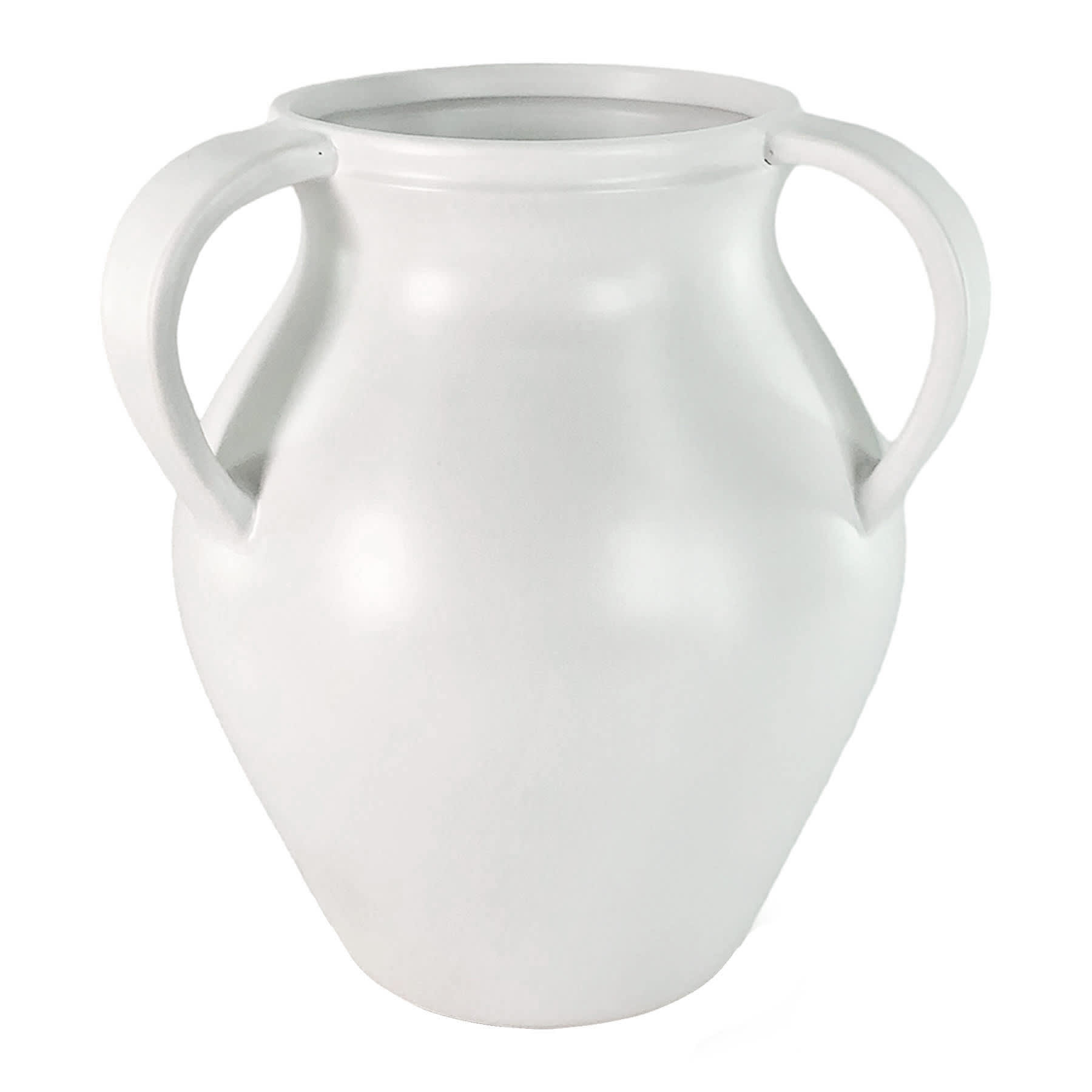 White Handle Ceramic Vase, 12"