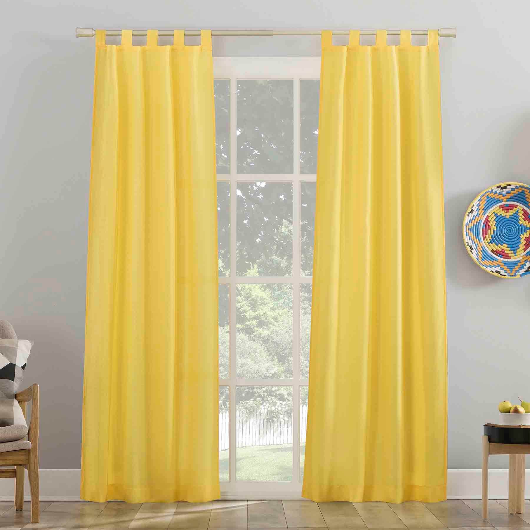 Maddie Yellow Tab Top Light Filtering Curtain Panel, 84"