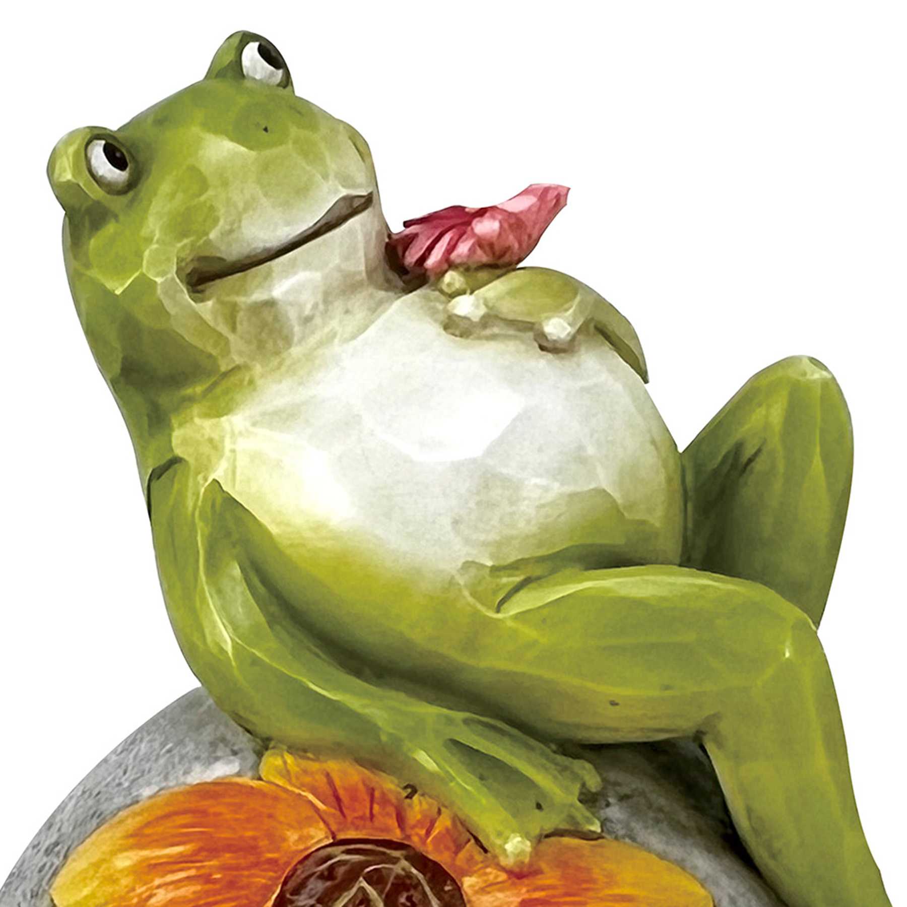 Frog On Stone Ball Outdoor Garden Statue, 8"