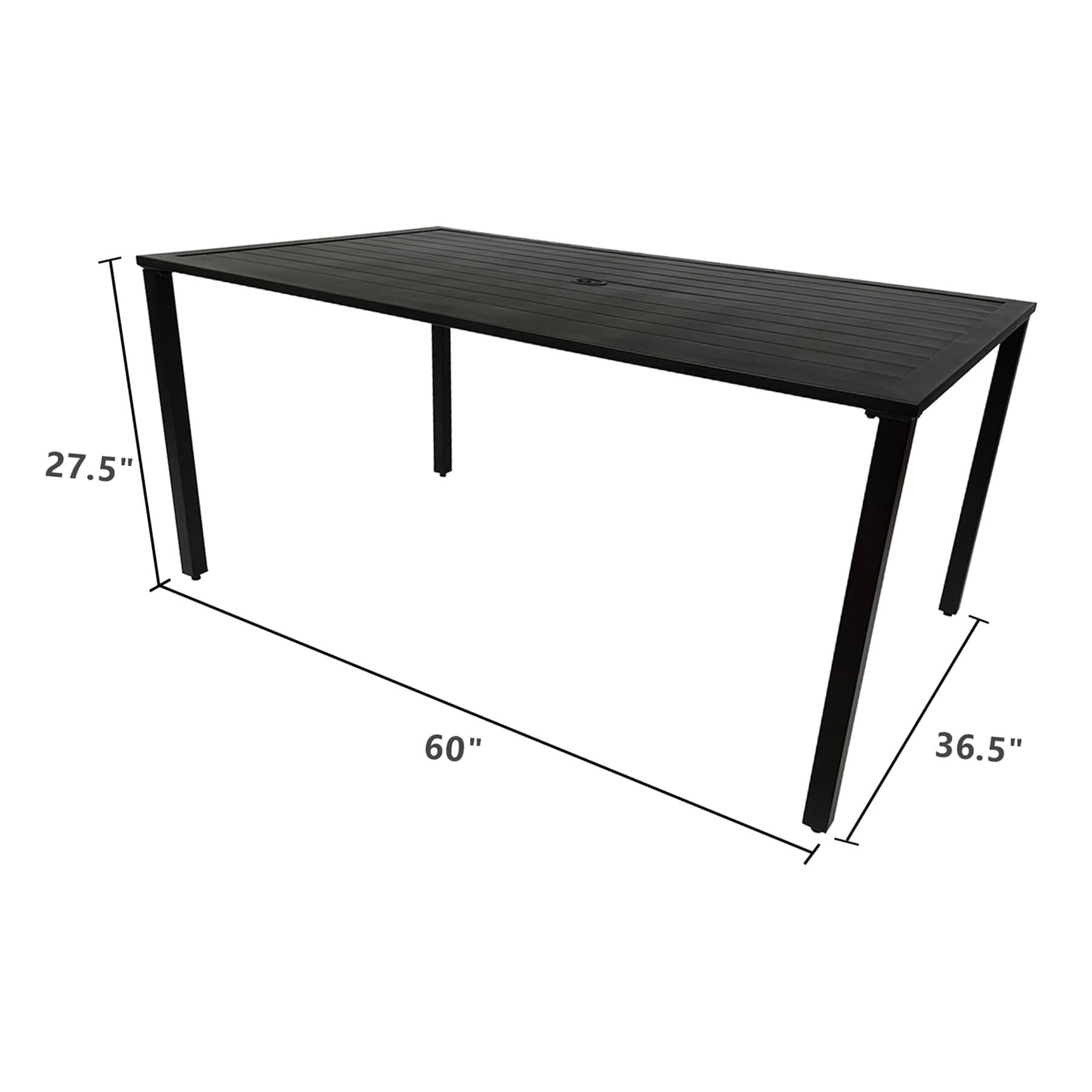 Grammercy Rectangle Patio Dining Table, Black