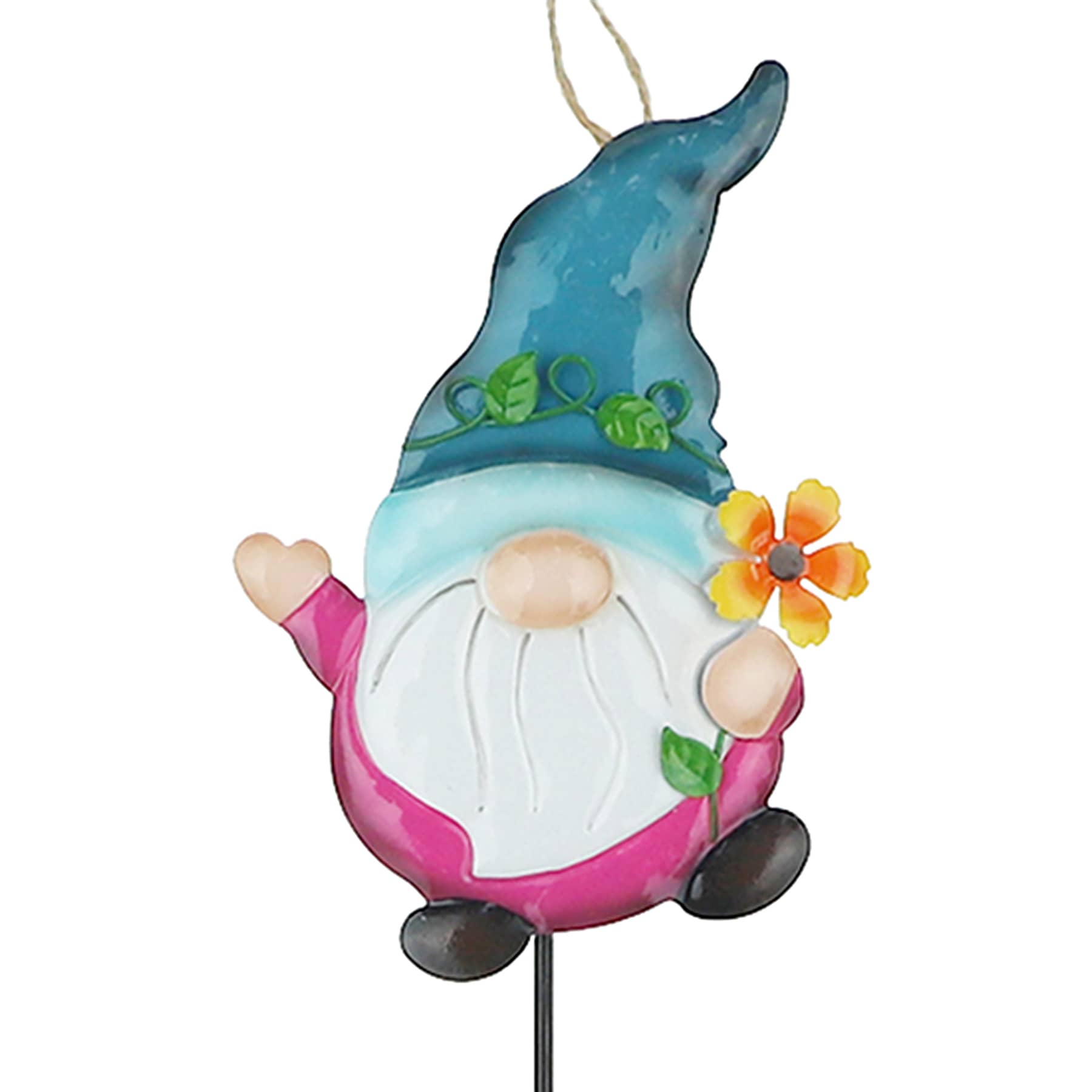 Gnome Blue Hat Metal Yard Stake, 24"