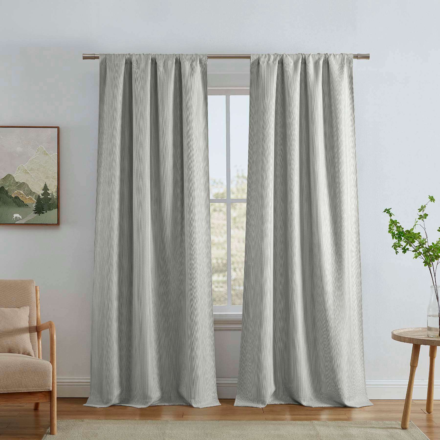 Eastwood Light Grey Thermal Weave Room Darkening Curtain Panel, 84"