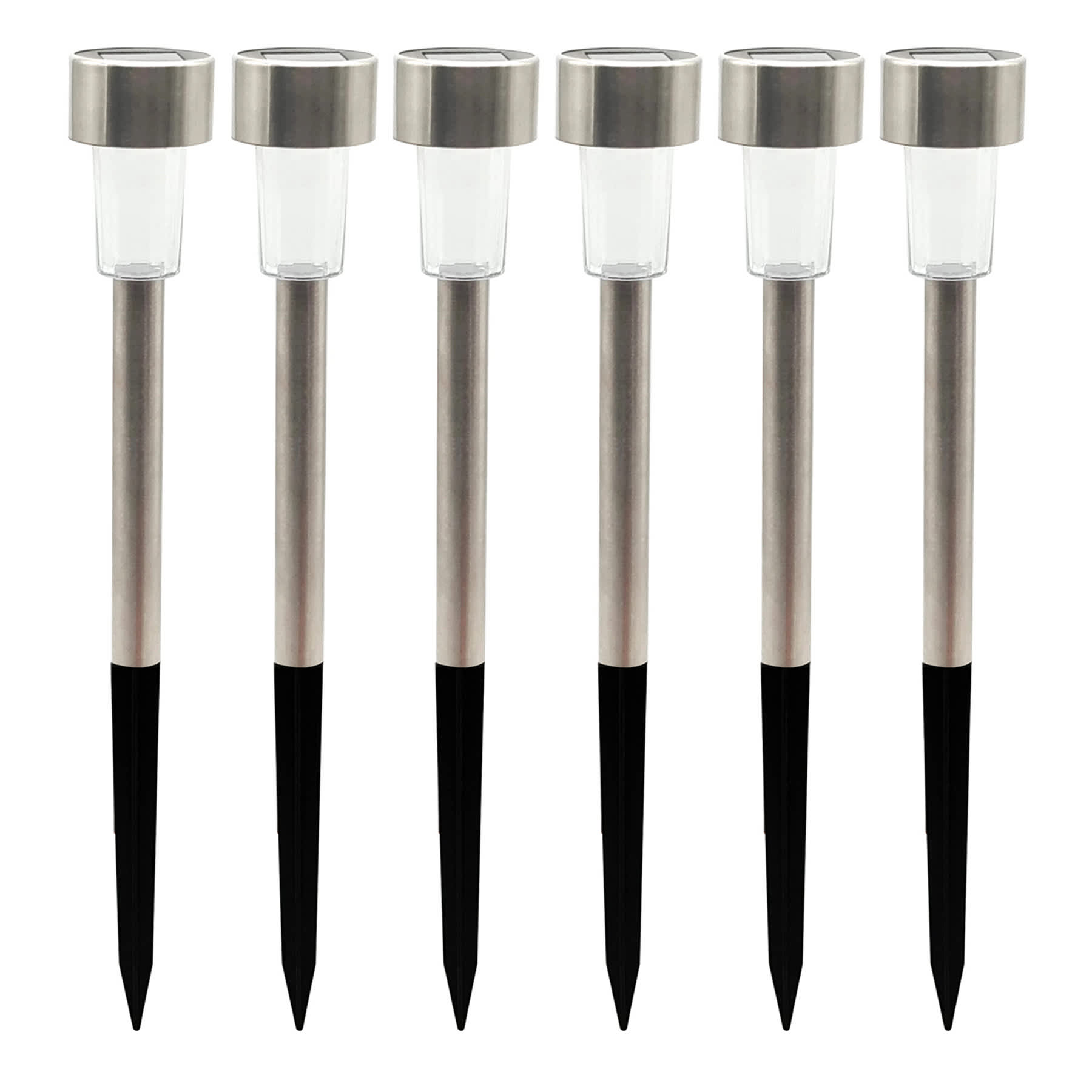 6-Pack Solar Silver Rocket Pathway Lights
