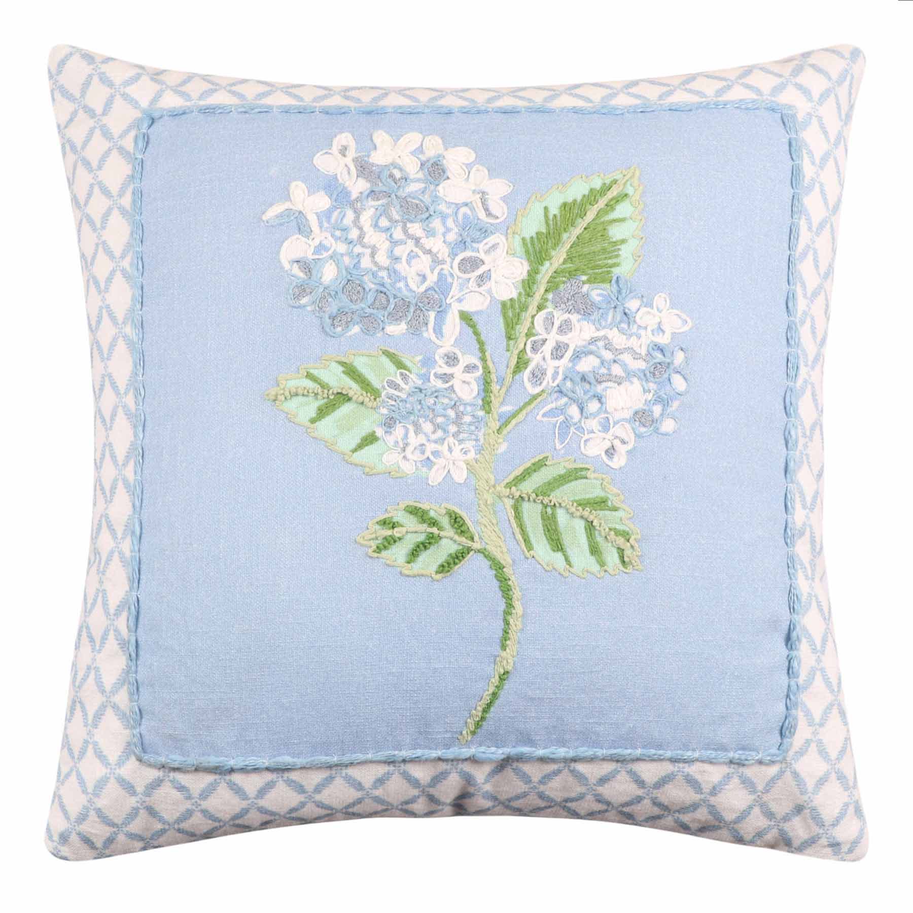 Providence Embroidered Hydrangea Throw Pillow, 18"