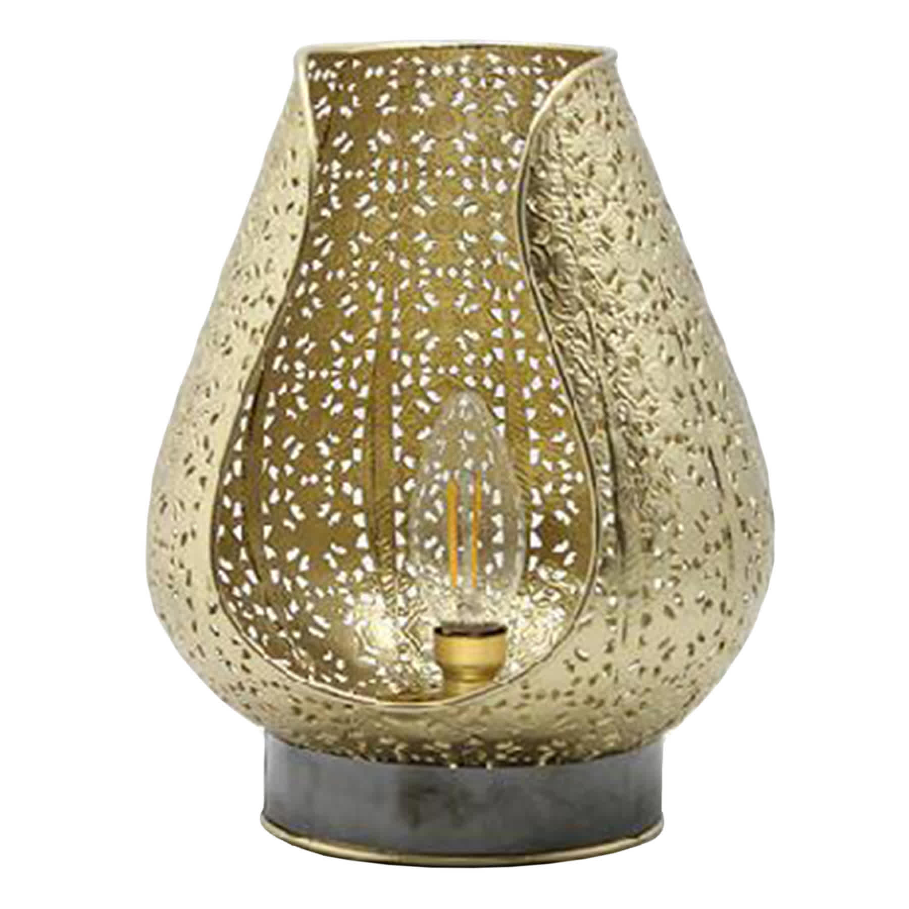 Gold Metal LED Punch Lantern, 9"