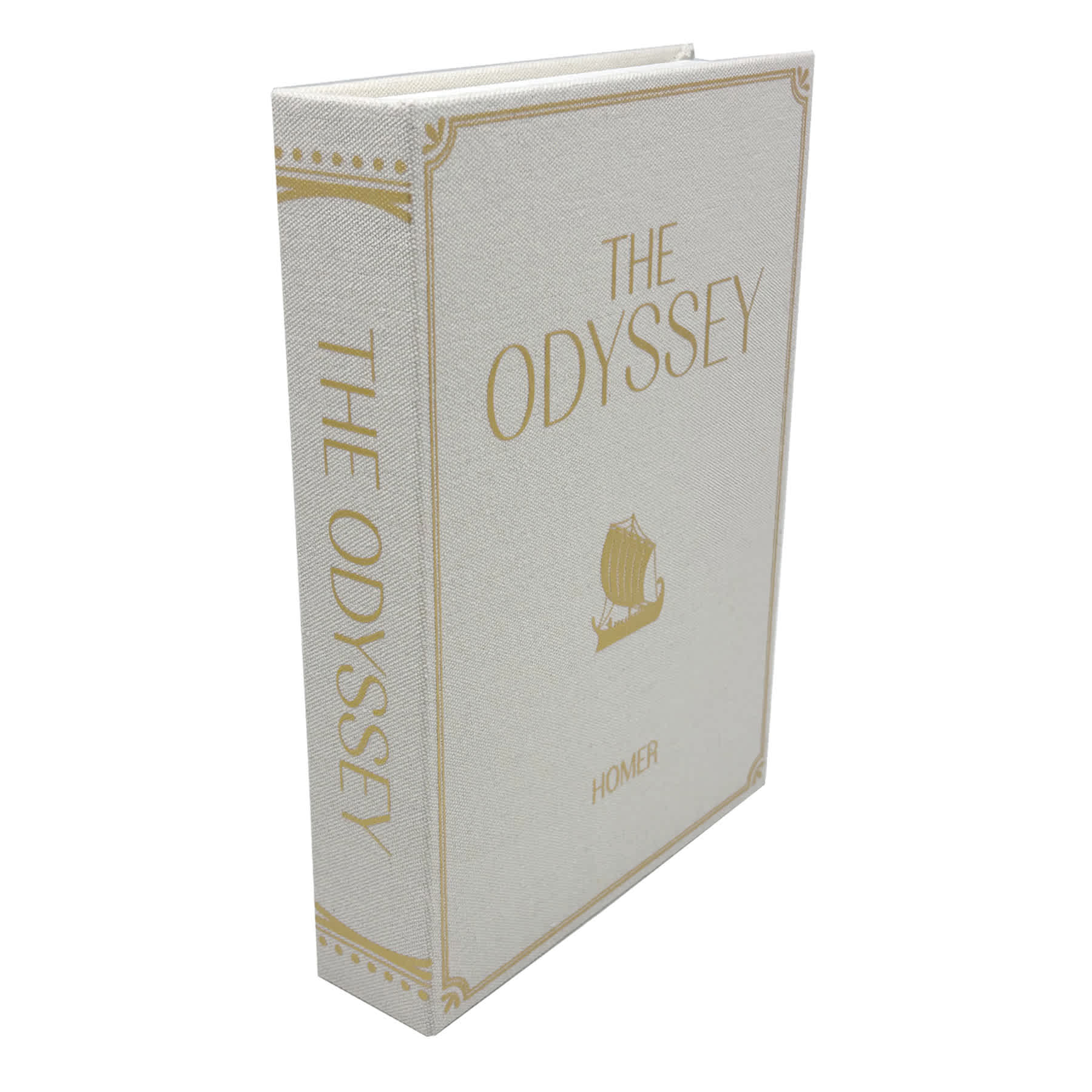 Faux Linen White Odyssey Book Box, 11"