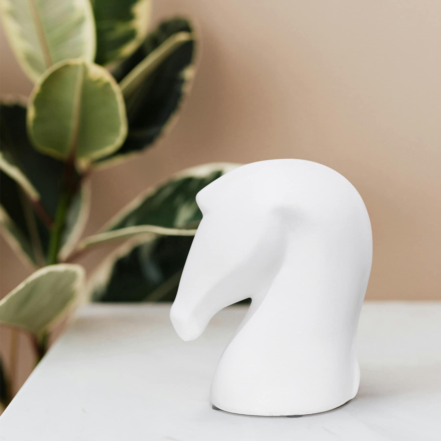 White Ceramic Horse Figurine, 8.5"
