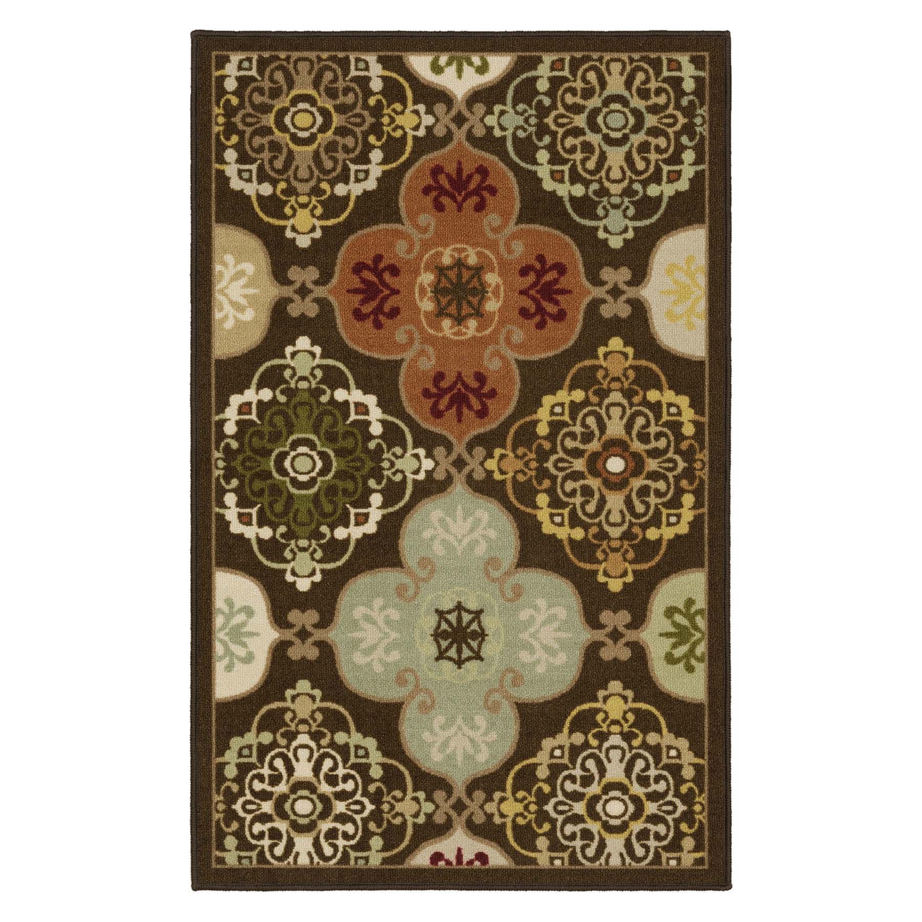 (D622) Bellmoor Multicolor Ogee Accent Rug, 2x4
