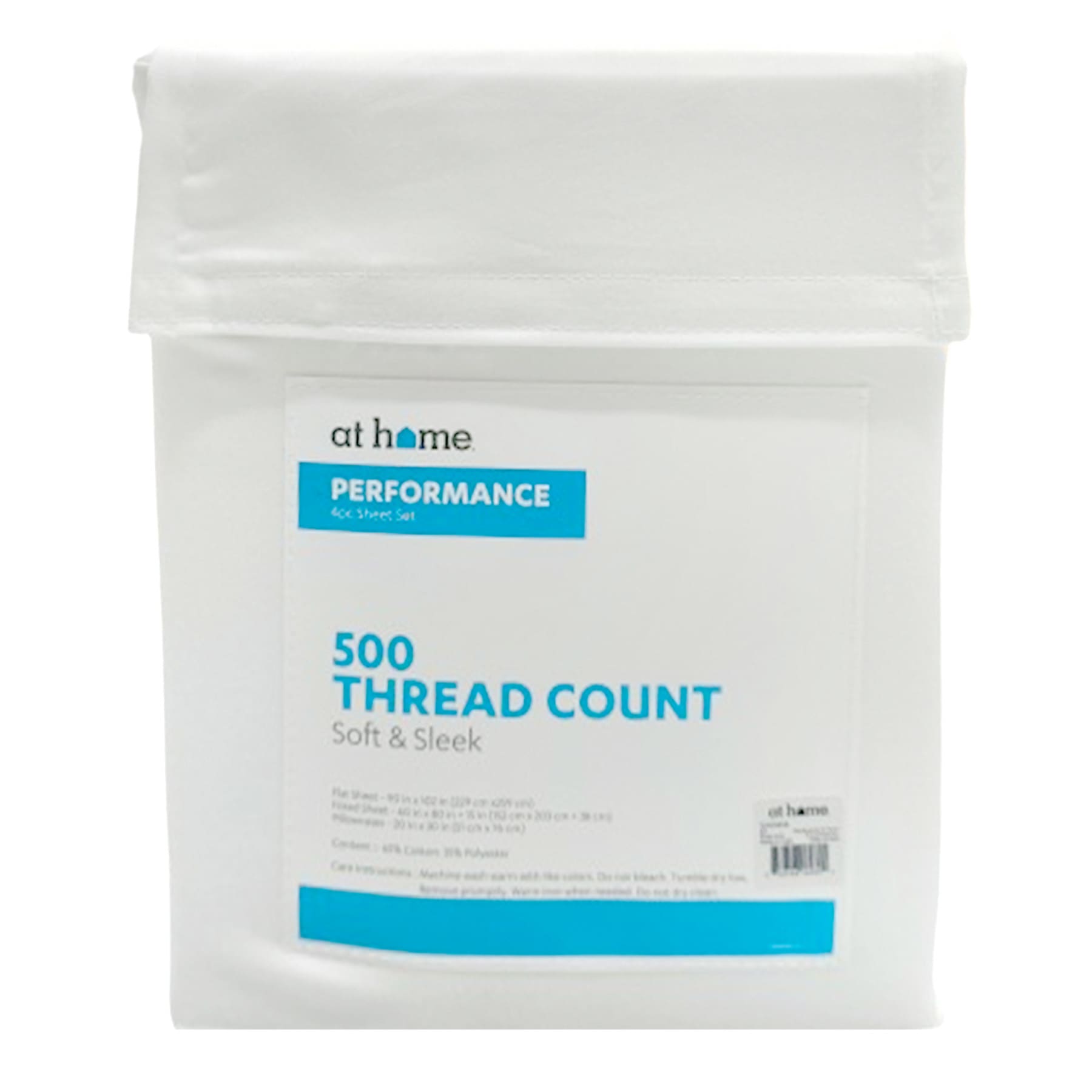 4-Piece White 500 Thread Count Performance Sheet Set, Queen
