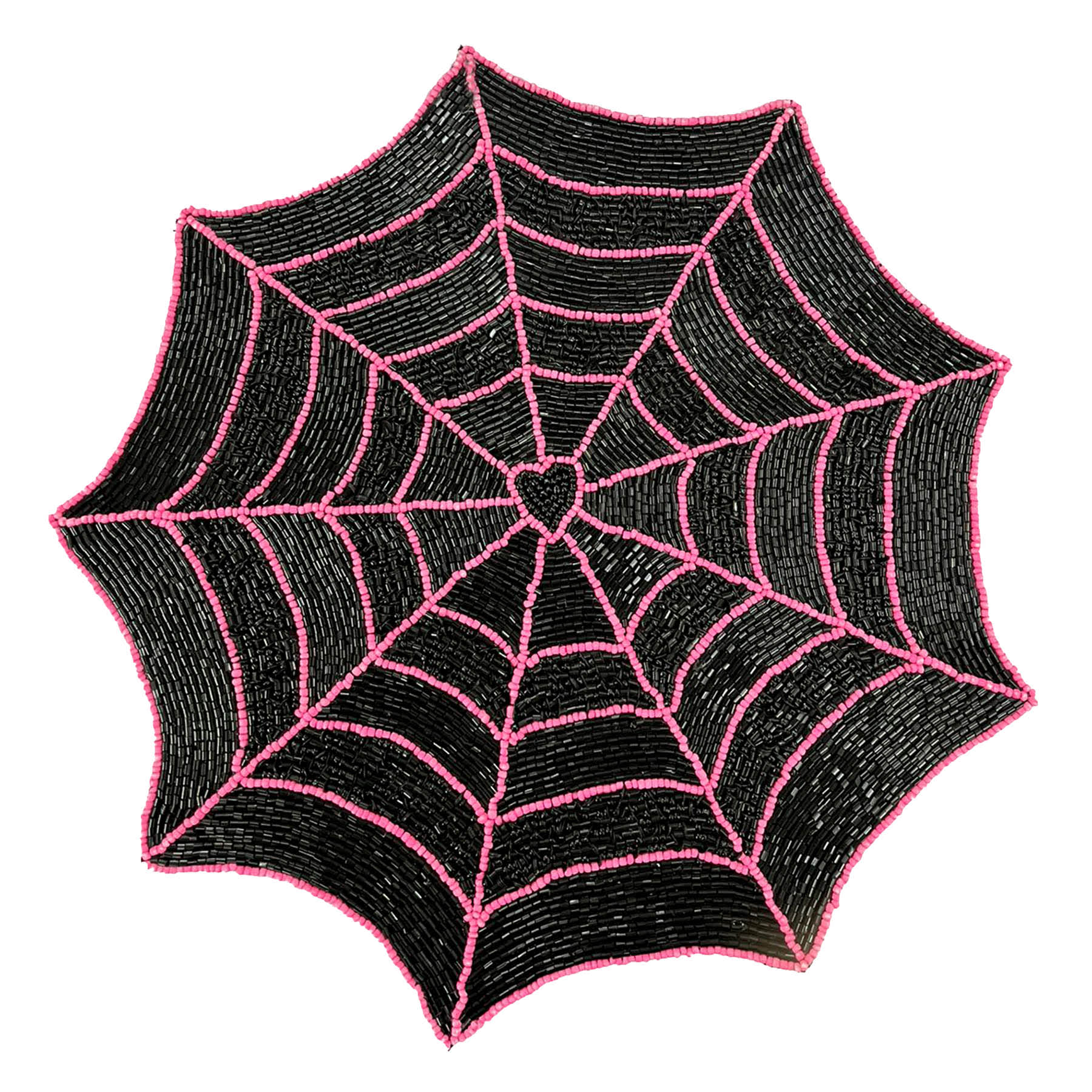 Hey Boo! Black & Pink Fully Beaded Spider Web Placemat